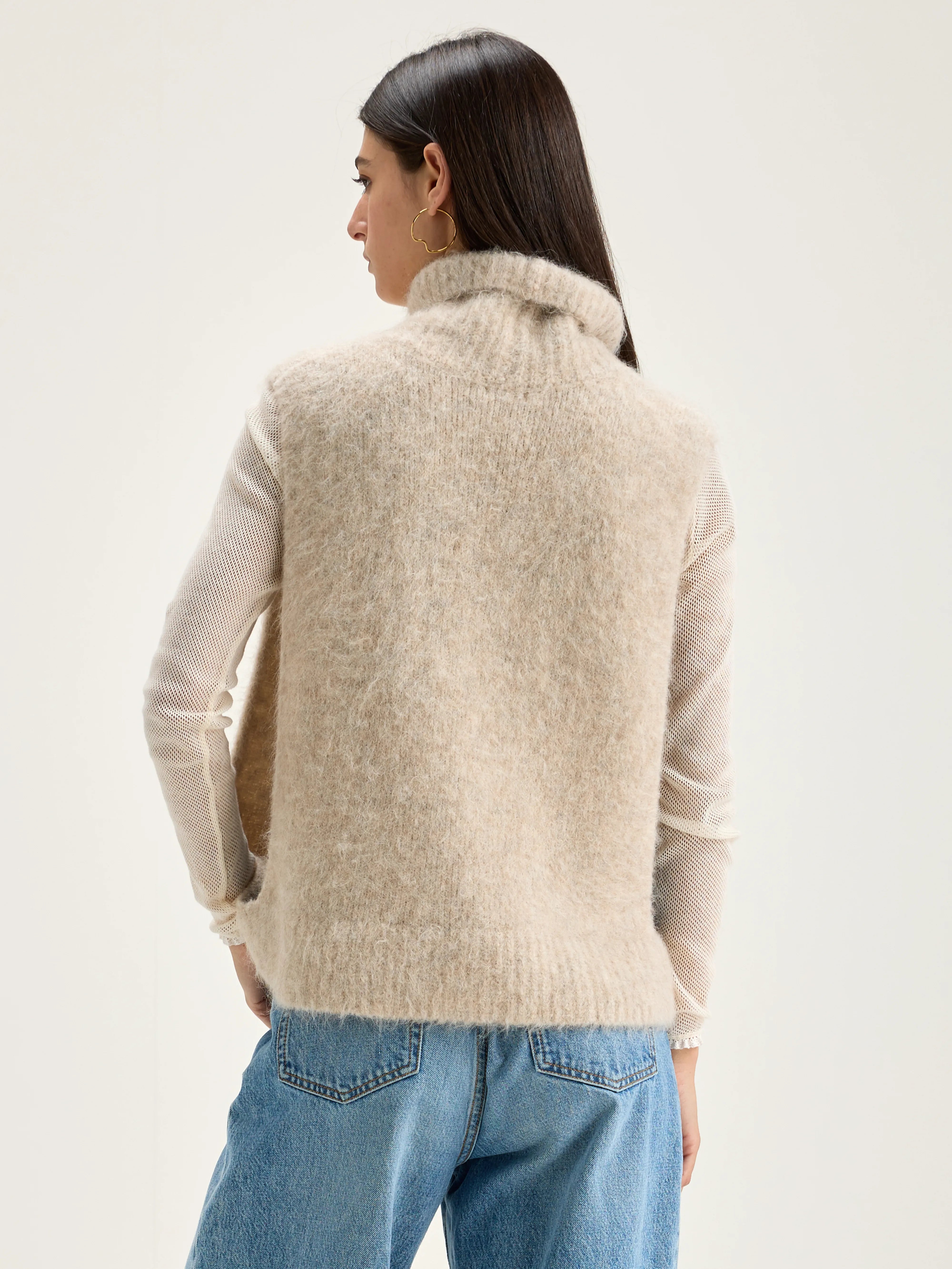 Daren Sleeveless Sweater - Oyster For Women | Bellerose