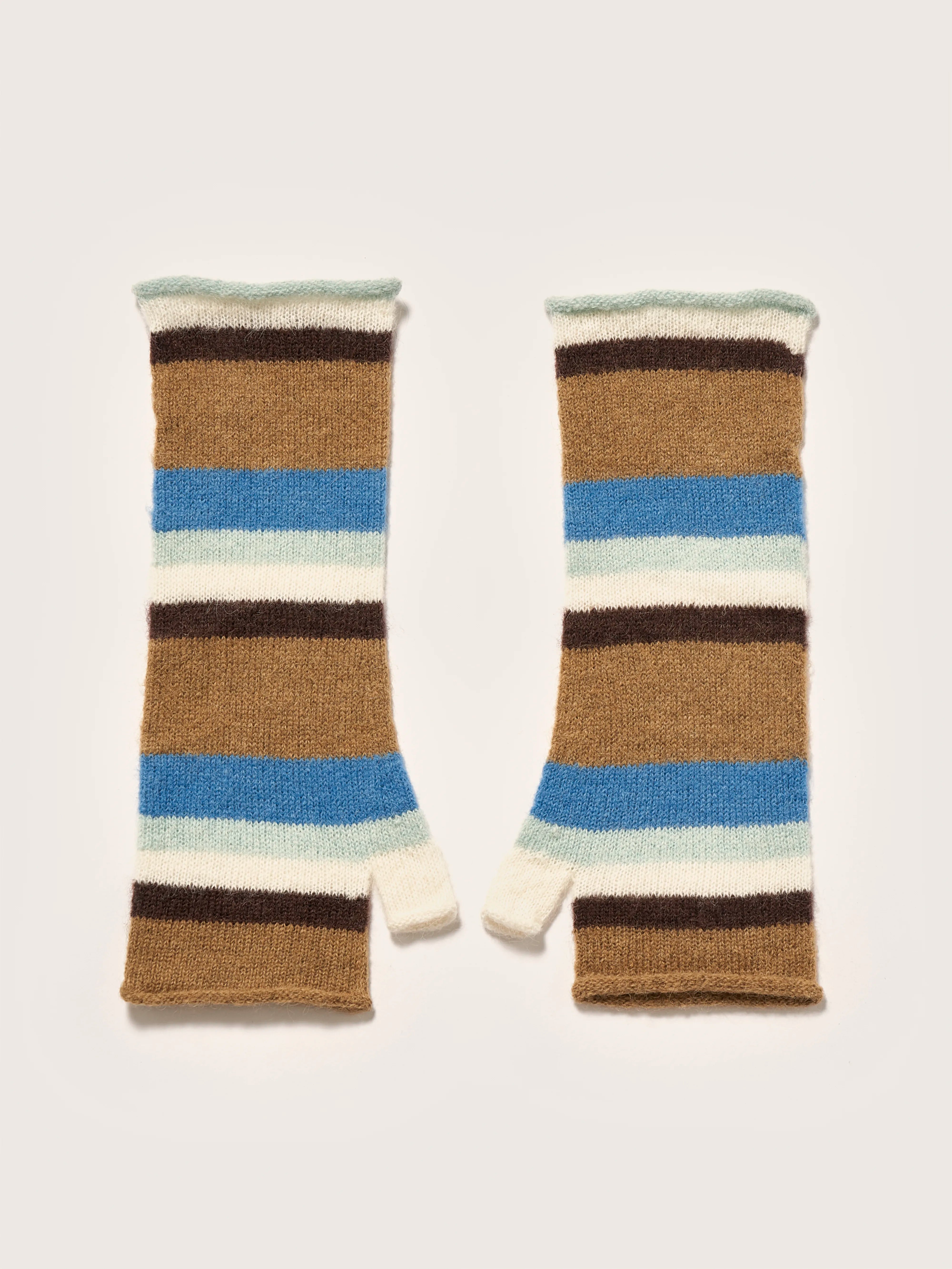 Amain Fingerless Gloves - Ocean / Off white / Tan For Women | Bellerose