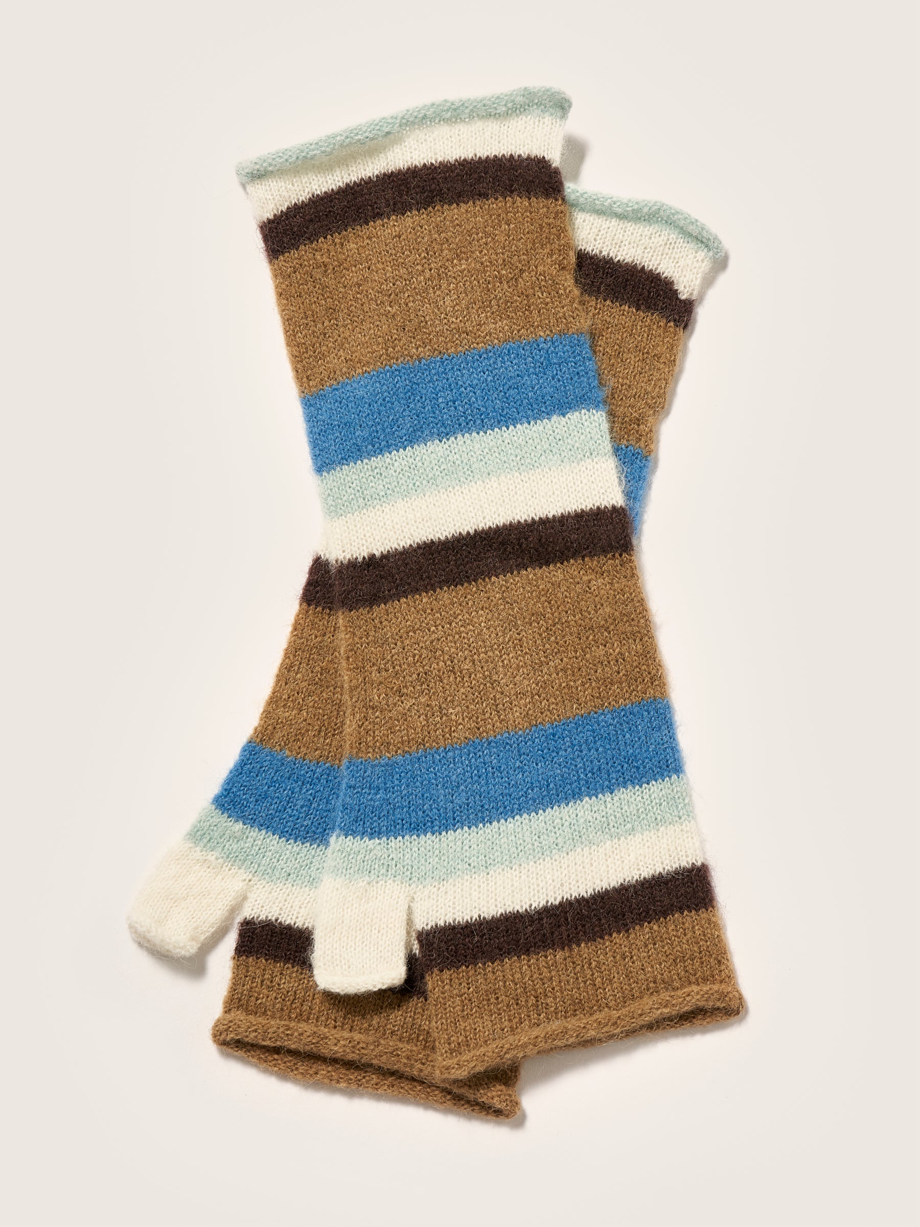 Amain Fingerless Gloves - Ocean / Off white / Tan For Women | Bellerose