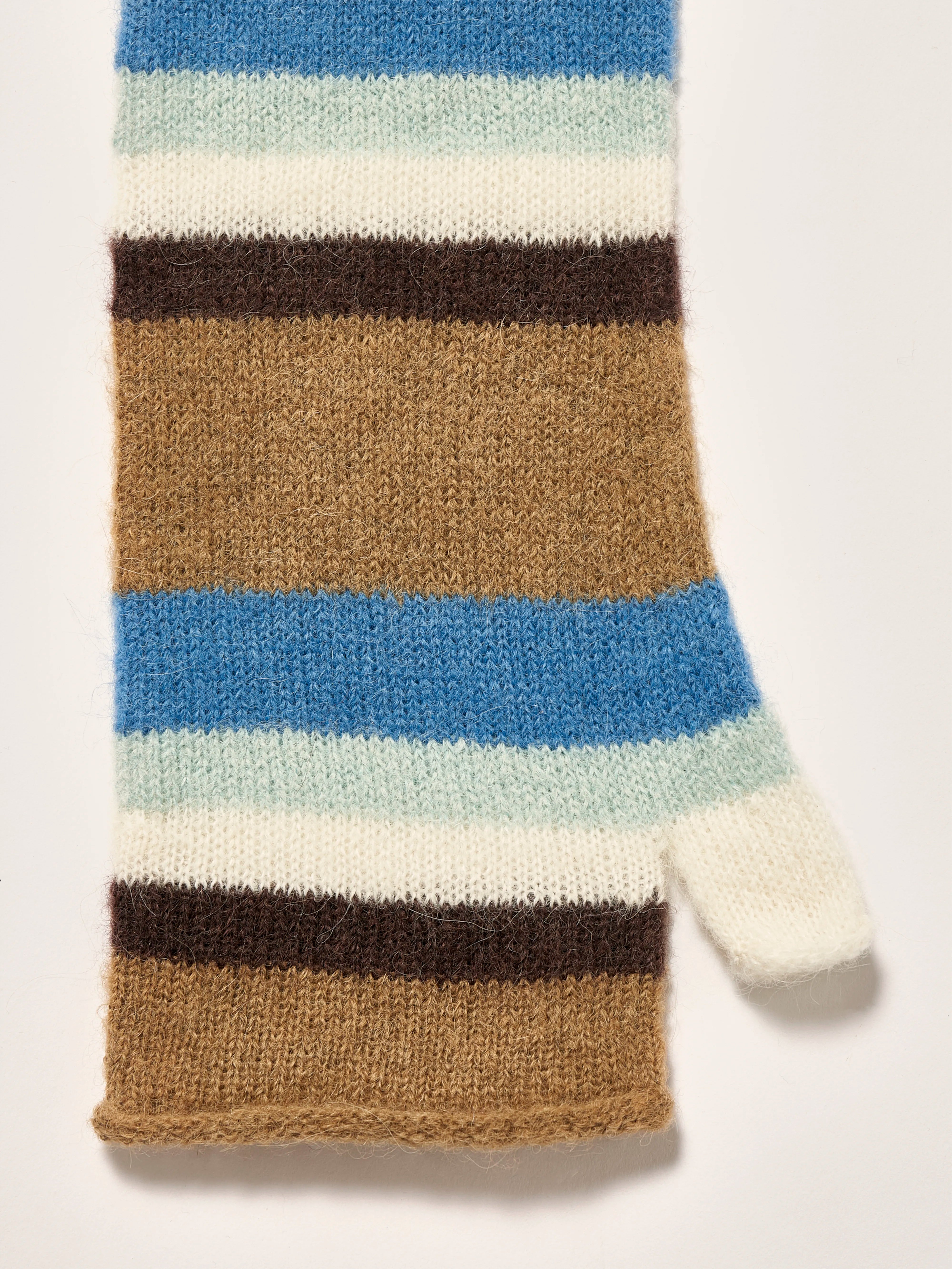 Amain Fingerless Gloves - Ocean / Off white / Tan For Women | Bellerose