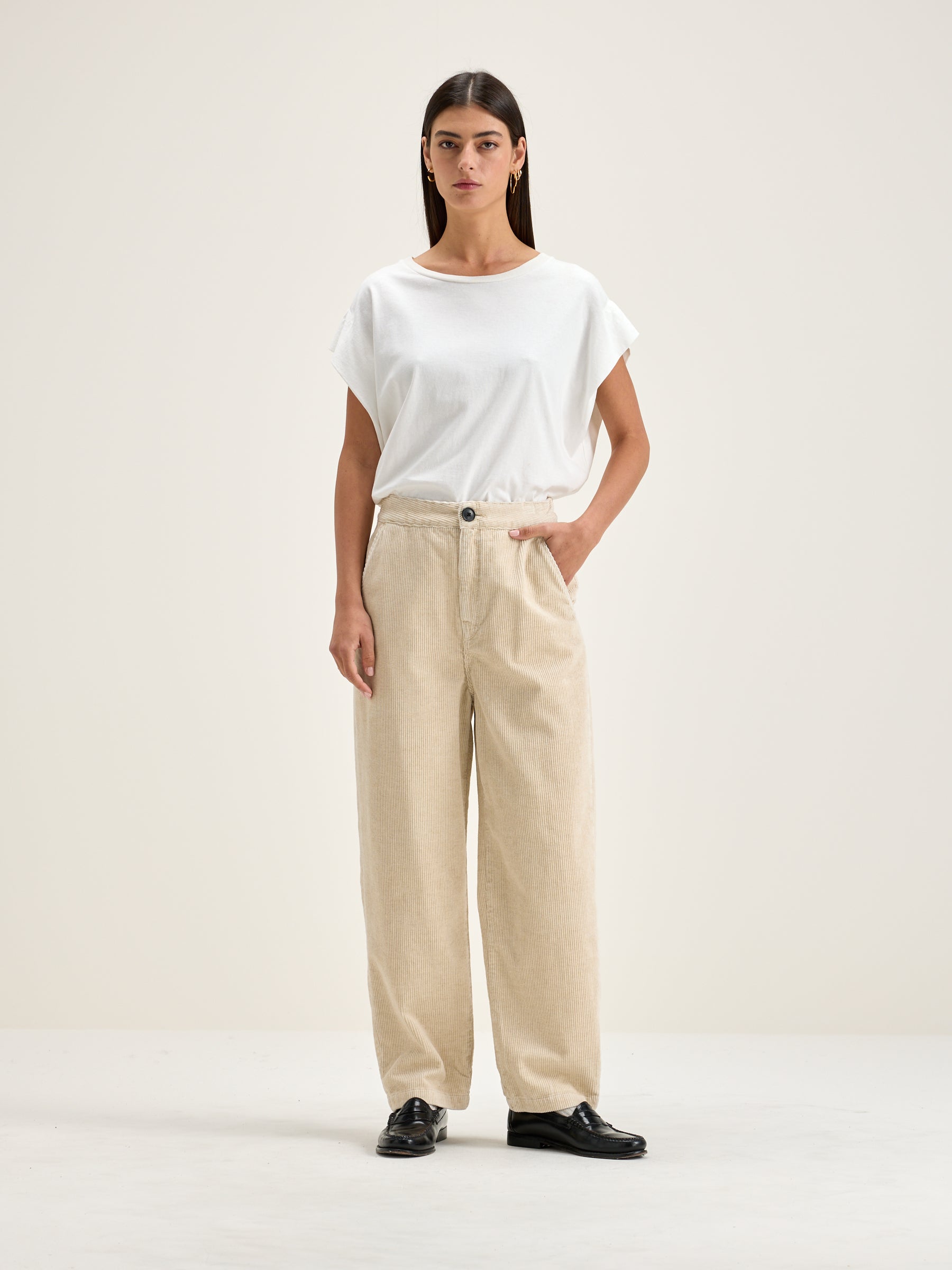 Pasop Relaxed Trousers - Calcaire For Women | Bellerose