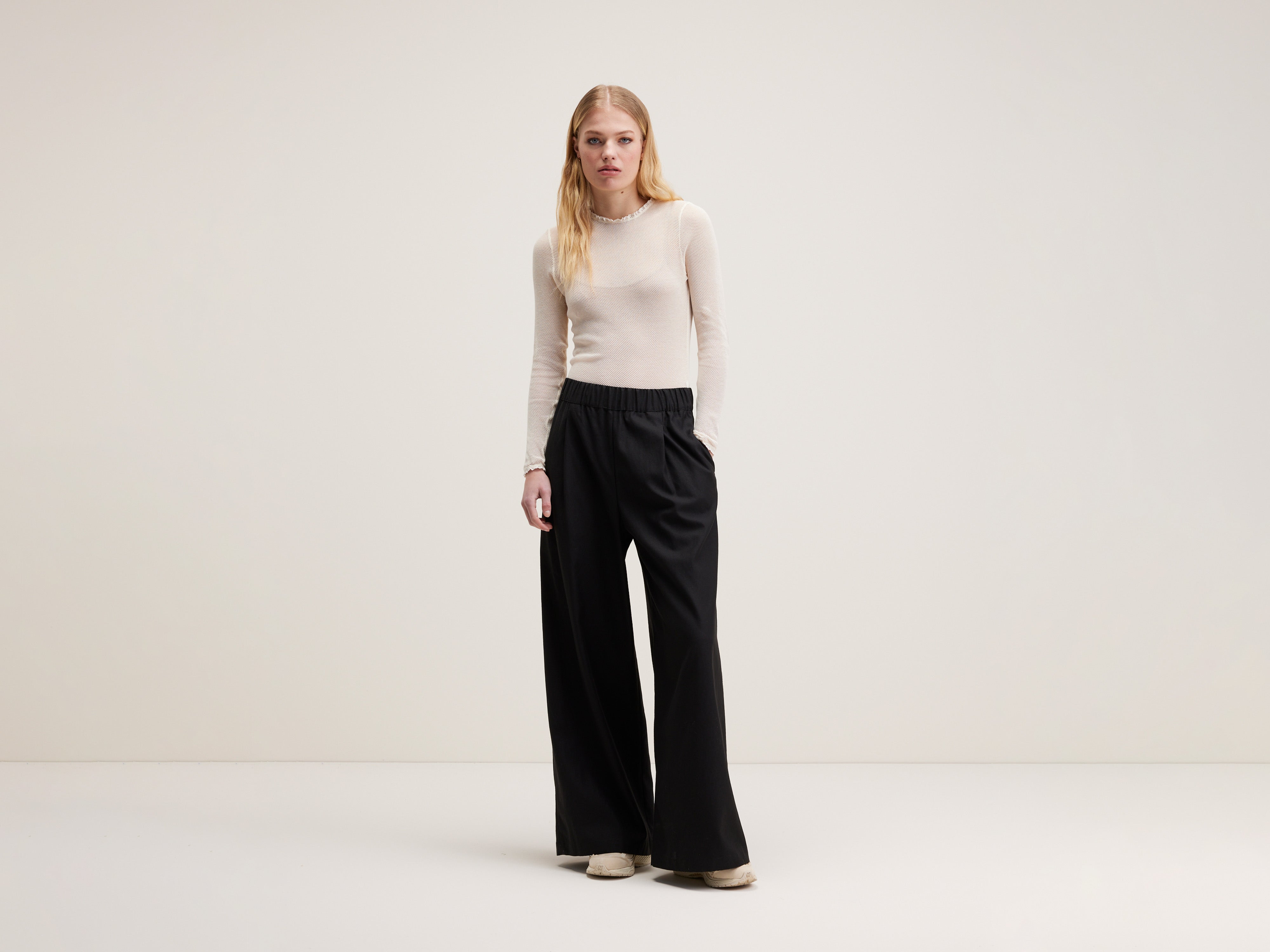 Vezza Rechte Wijde Broek - Black beauty Voor Dames | Bellerose