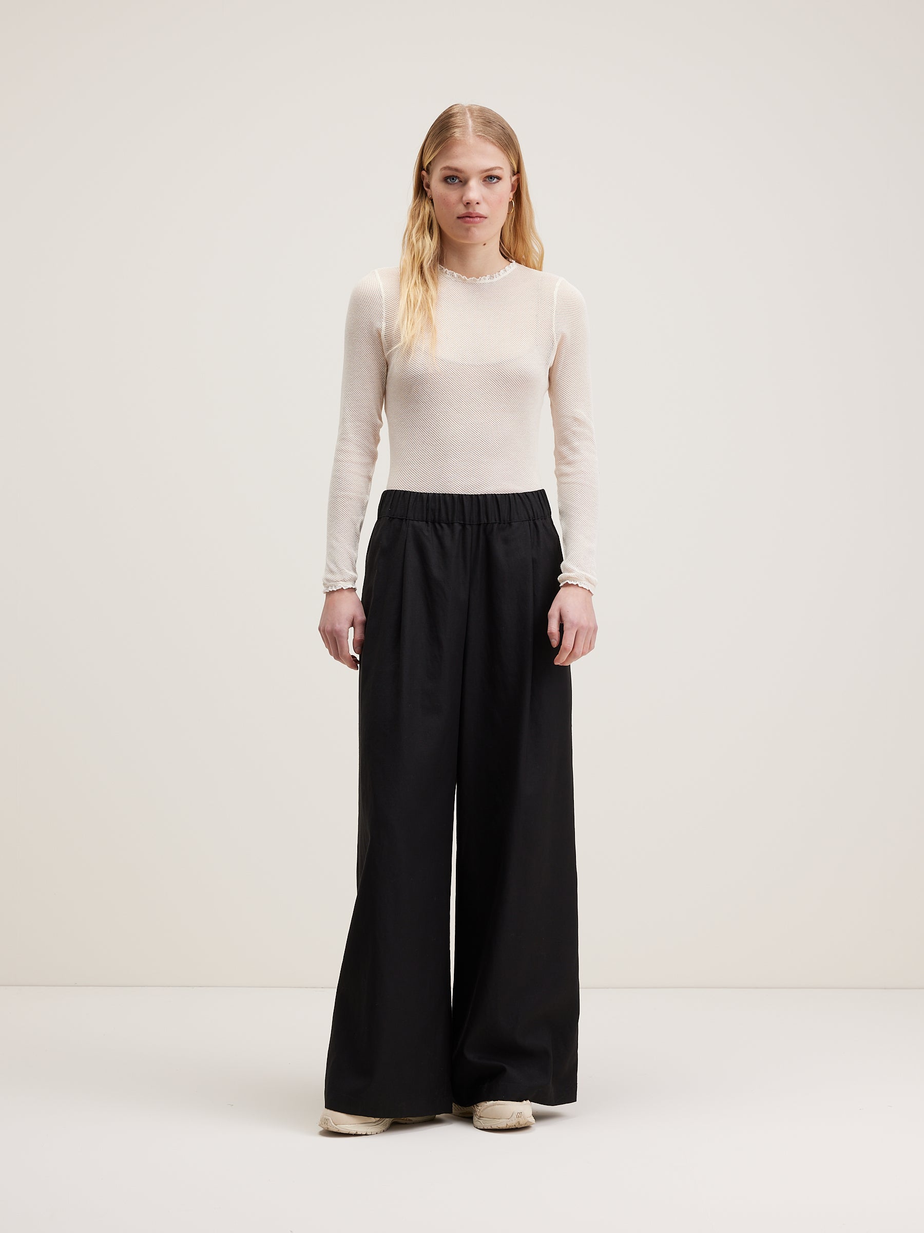 Vezza Rechte Wijde Broek - Black beauty Voor Dames | Bellerose