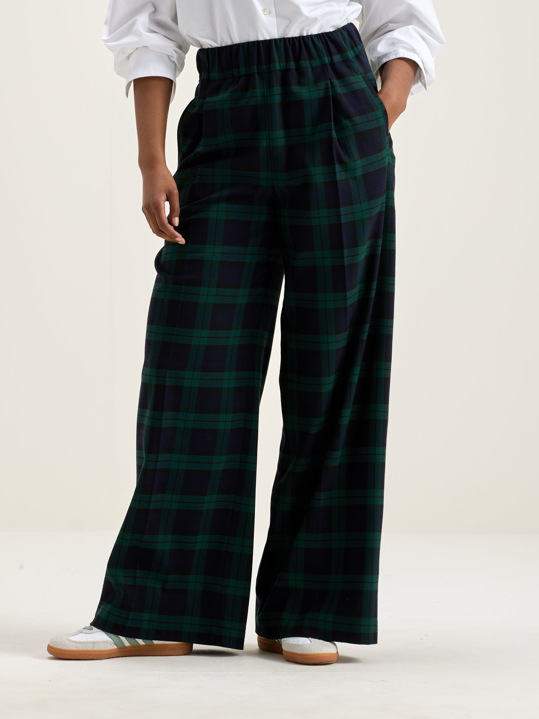 Vespa Wide Trousers - Gardenia / Sea pine For Women | Bellerose