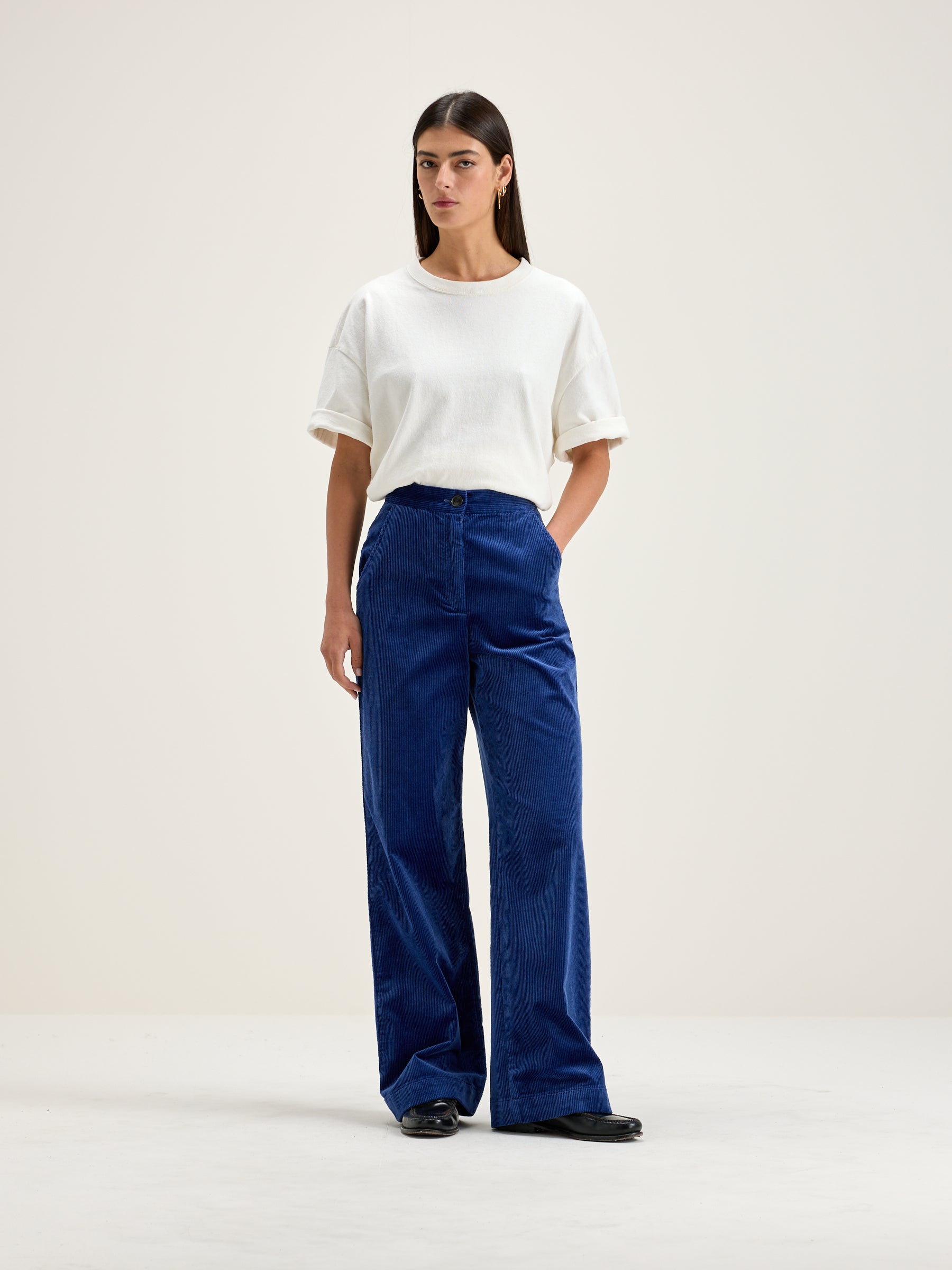 Gabor Straight Wide Trousers - Blue For Women | Bellerose