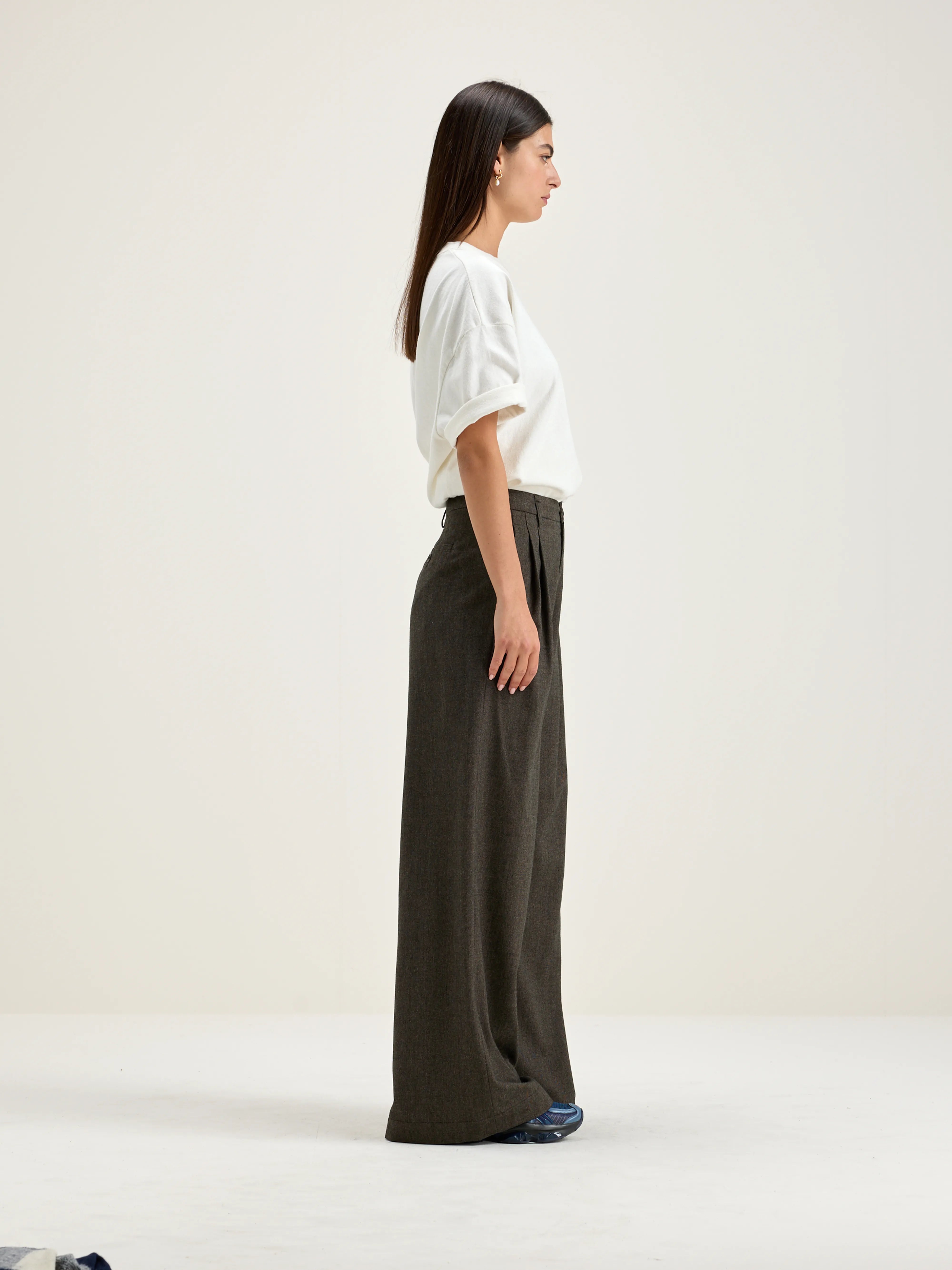 Volkert Wide Tailored Trousers - Ebony For Women | Bellerose