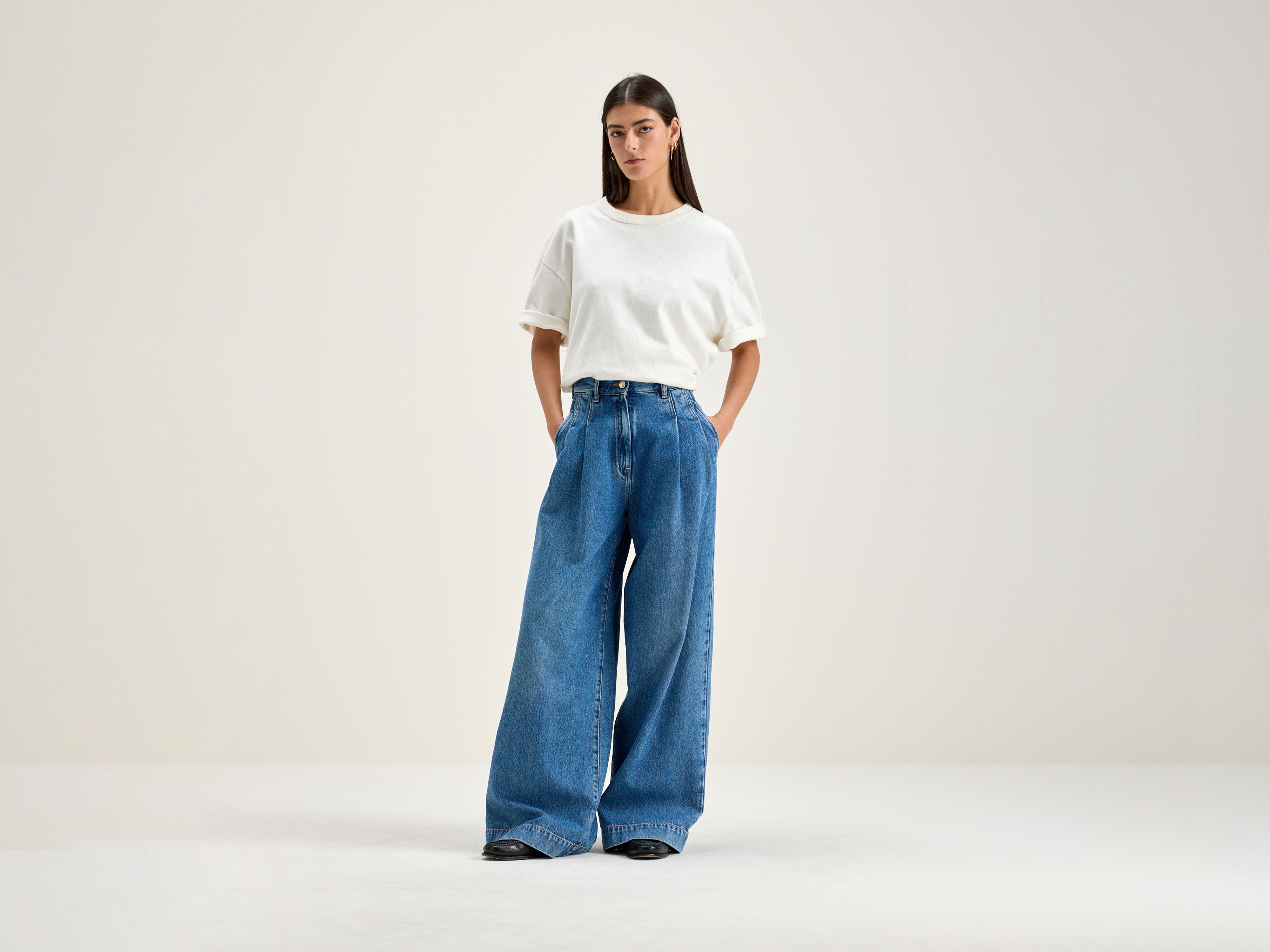 Pops Superwijde Jeans - Used blue Voor Dames | Bellerose