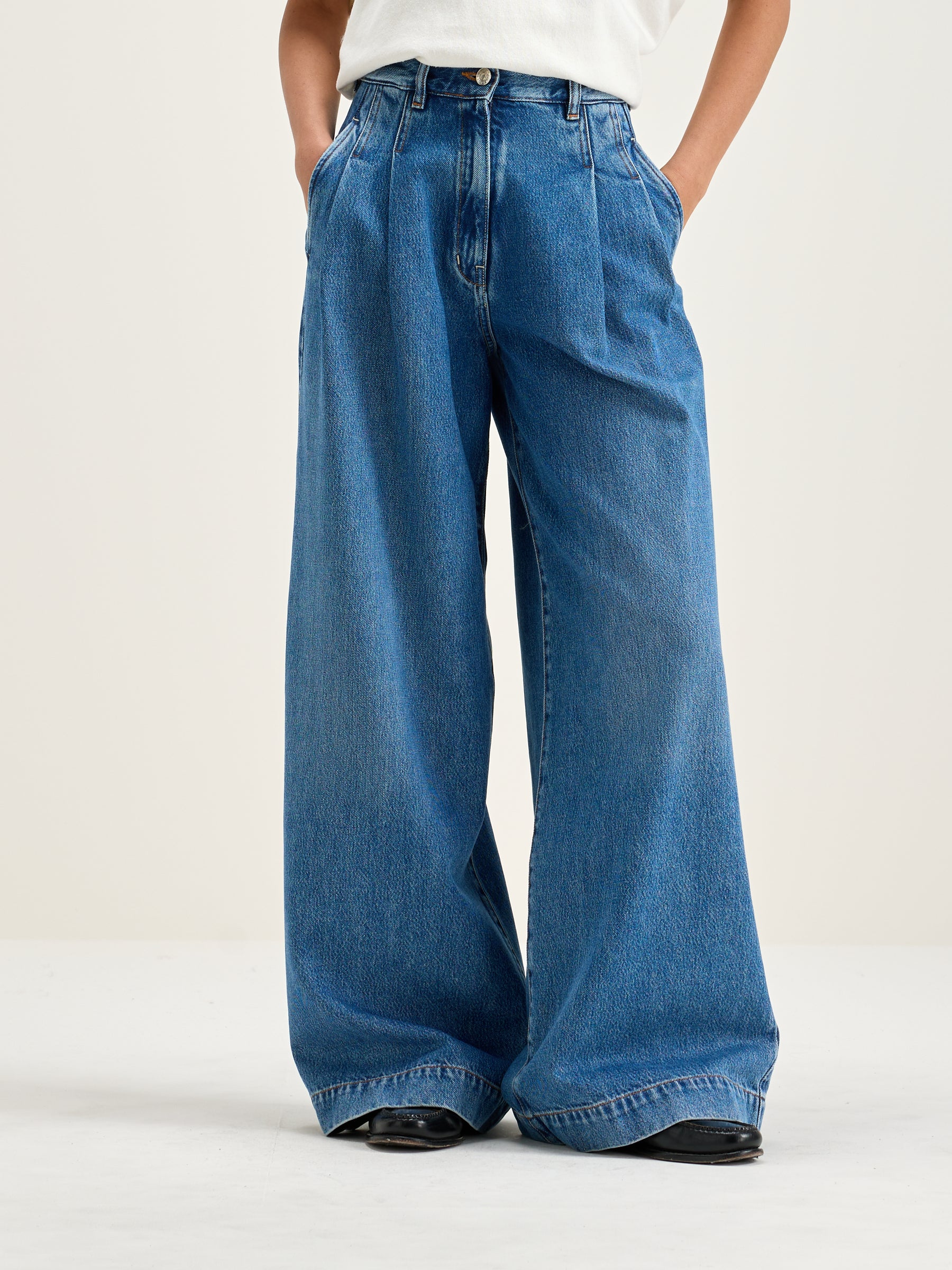 Pops Superwijde Jeans - Used blue Voor Dames | Bellerose