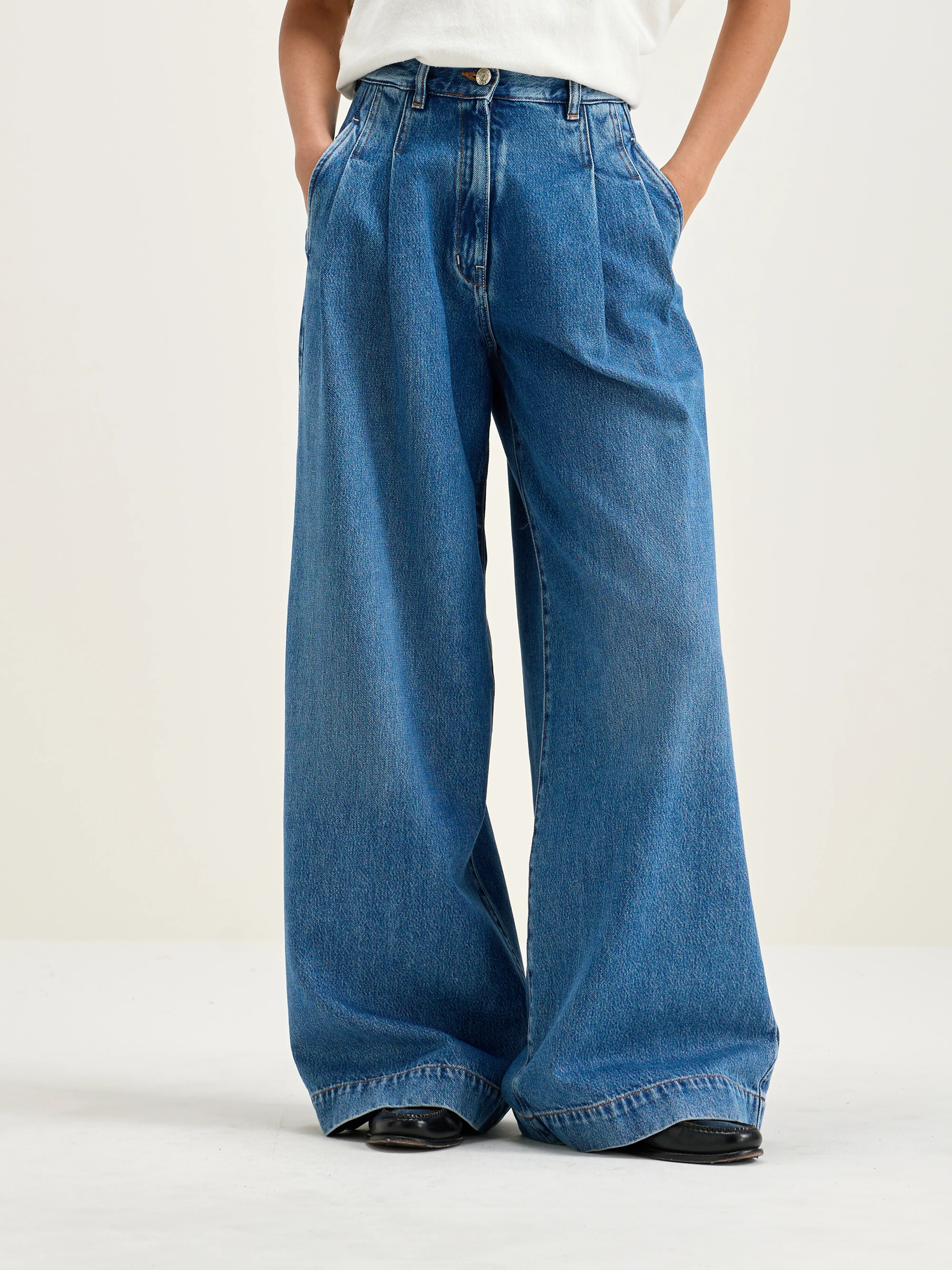 Pops Super-wide Jeans - Used blue For Women | Bellerose