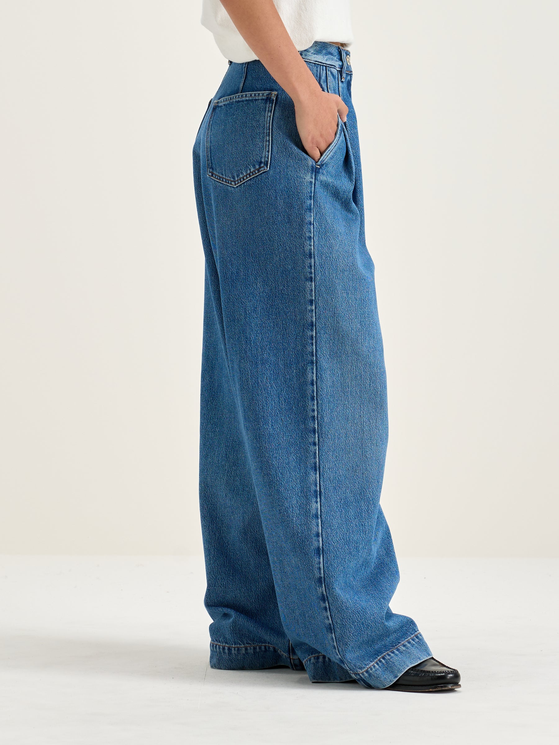 Pops Superwijde Jeans - Used blue Voor Dames | Bellerose