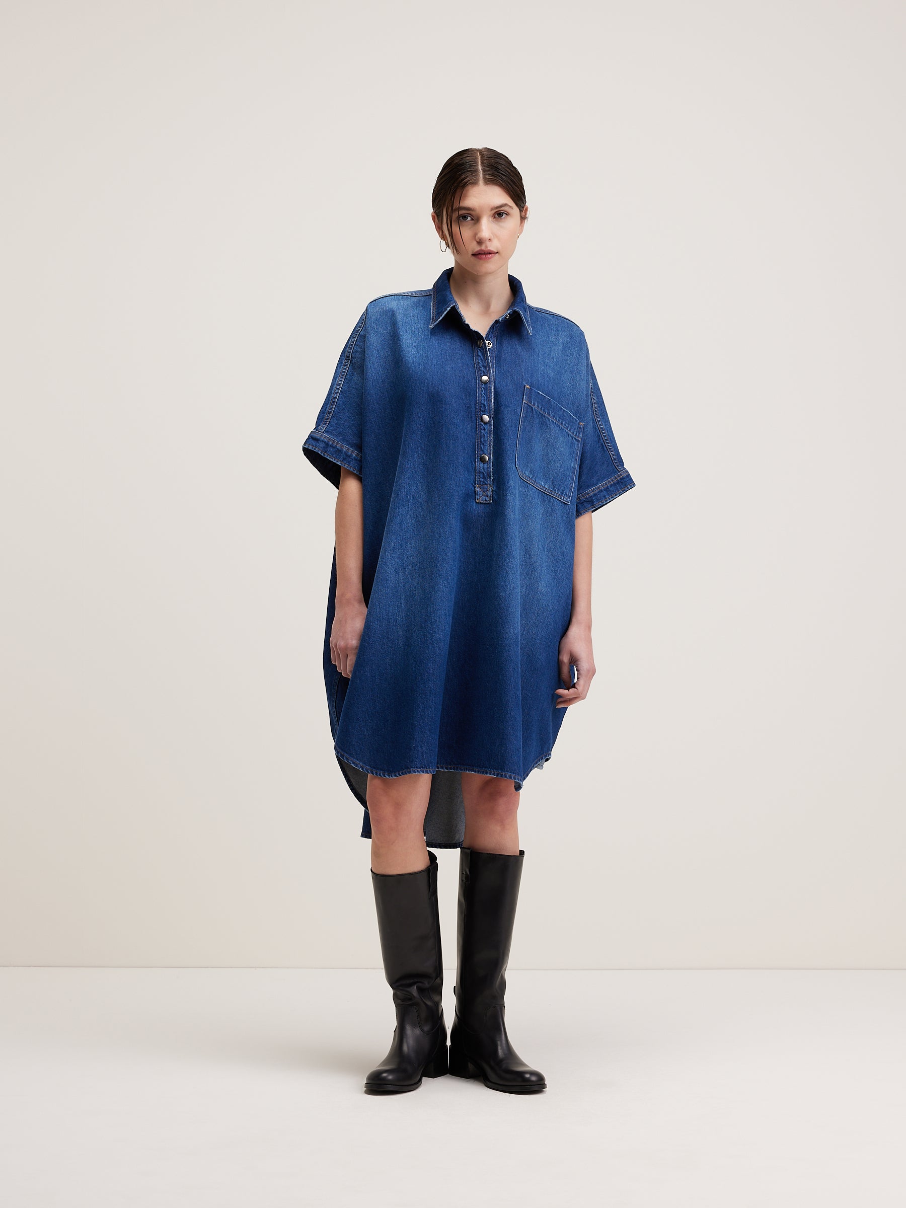 Oversized blue denim shirt dress for women Bellerose