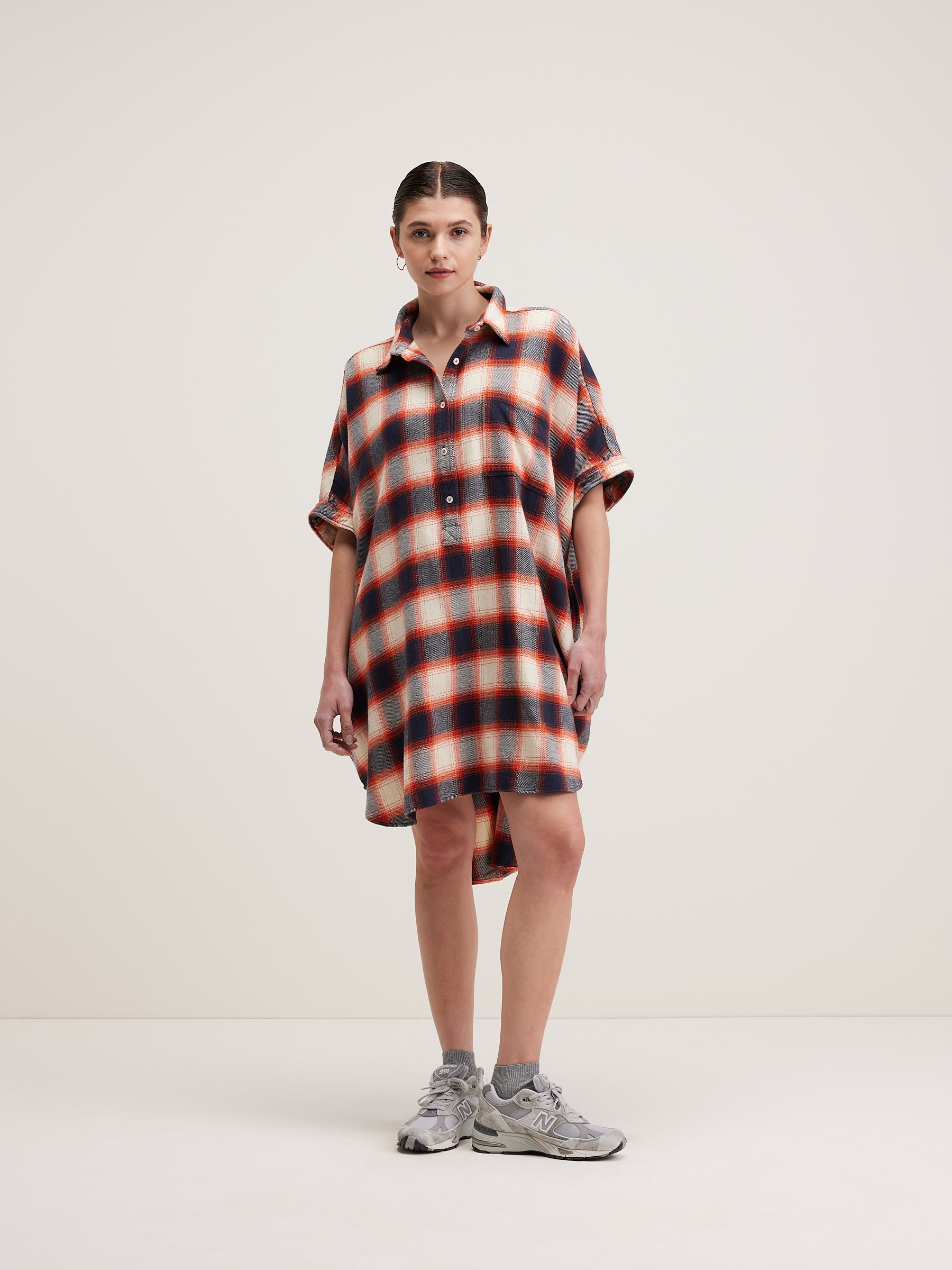 Glenn Shirt Dress - Blueberry / Grenadine / Shell For Women | Bellerose