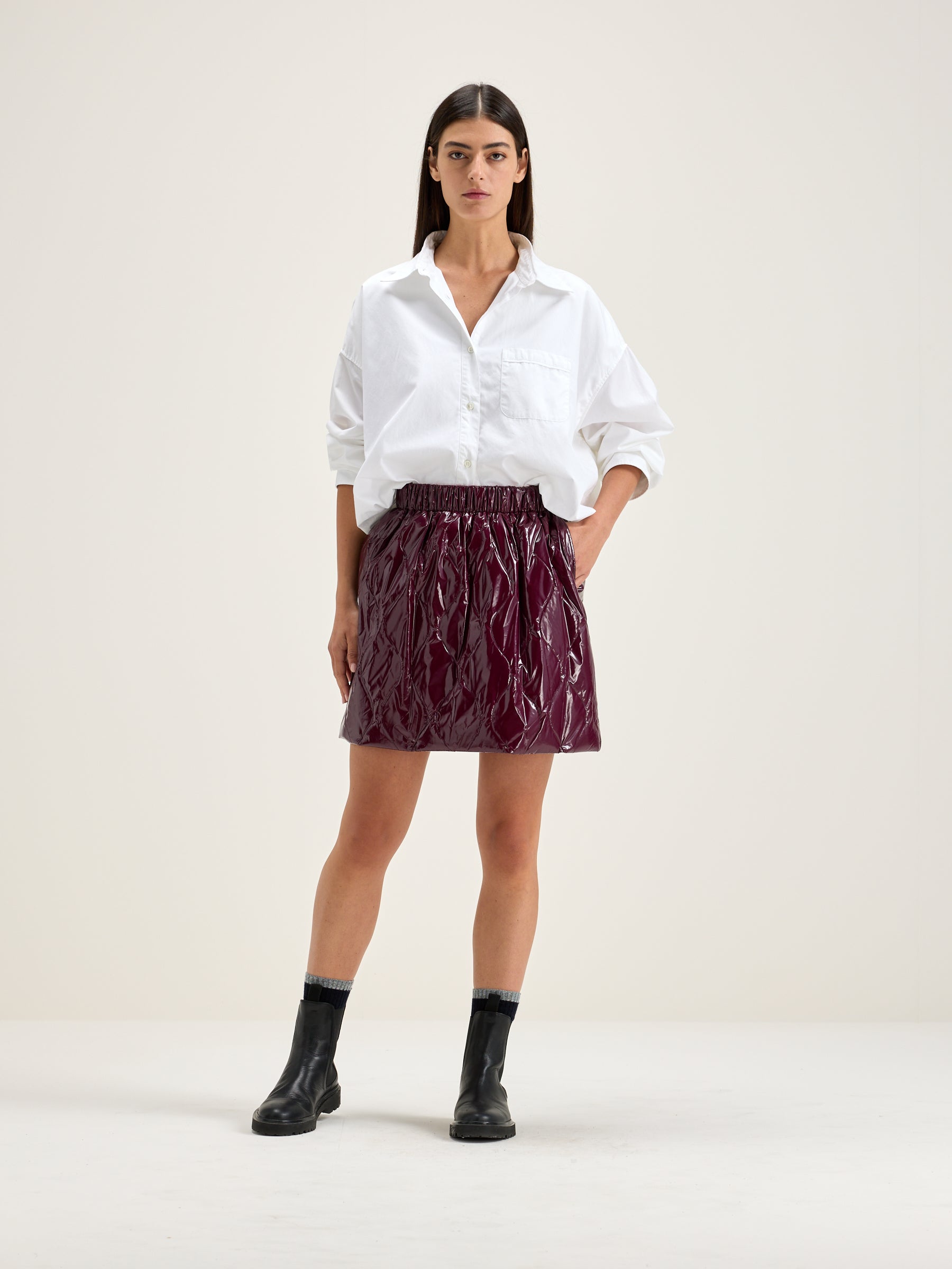 Heleni quilted mini skirt (242 / W / WINE)