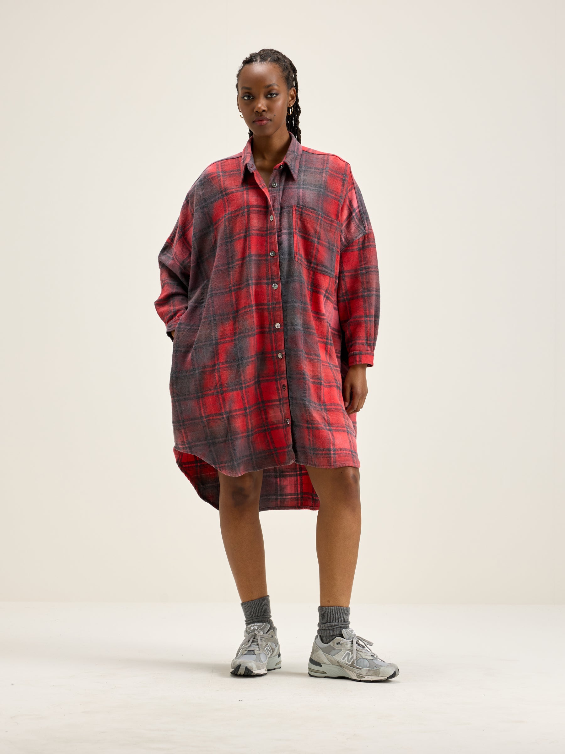 Genk Shirt Dress - Deep well / Fire For Women | Bellerose