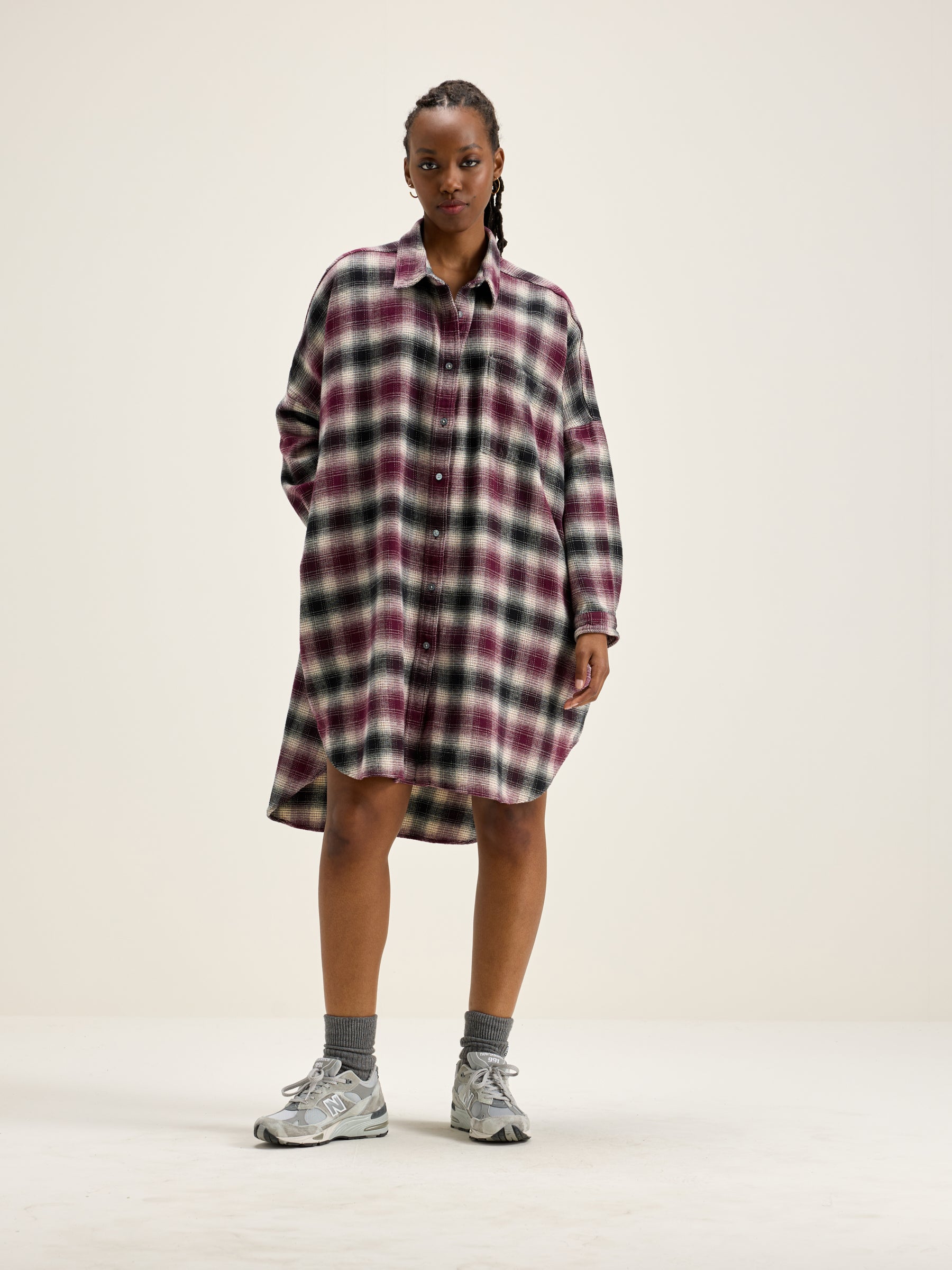 Genk Shirt Dress - Antique white / Ebene / Wine For Women | Bellerose