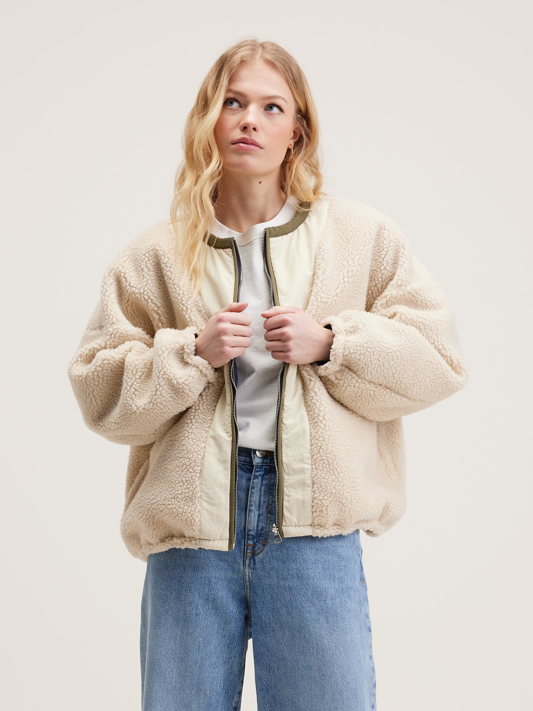 Janice Teddy Jacket - Cream / Naval For Women | Bellerose