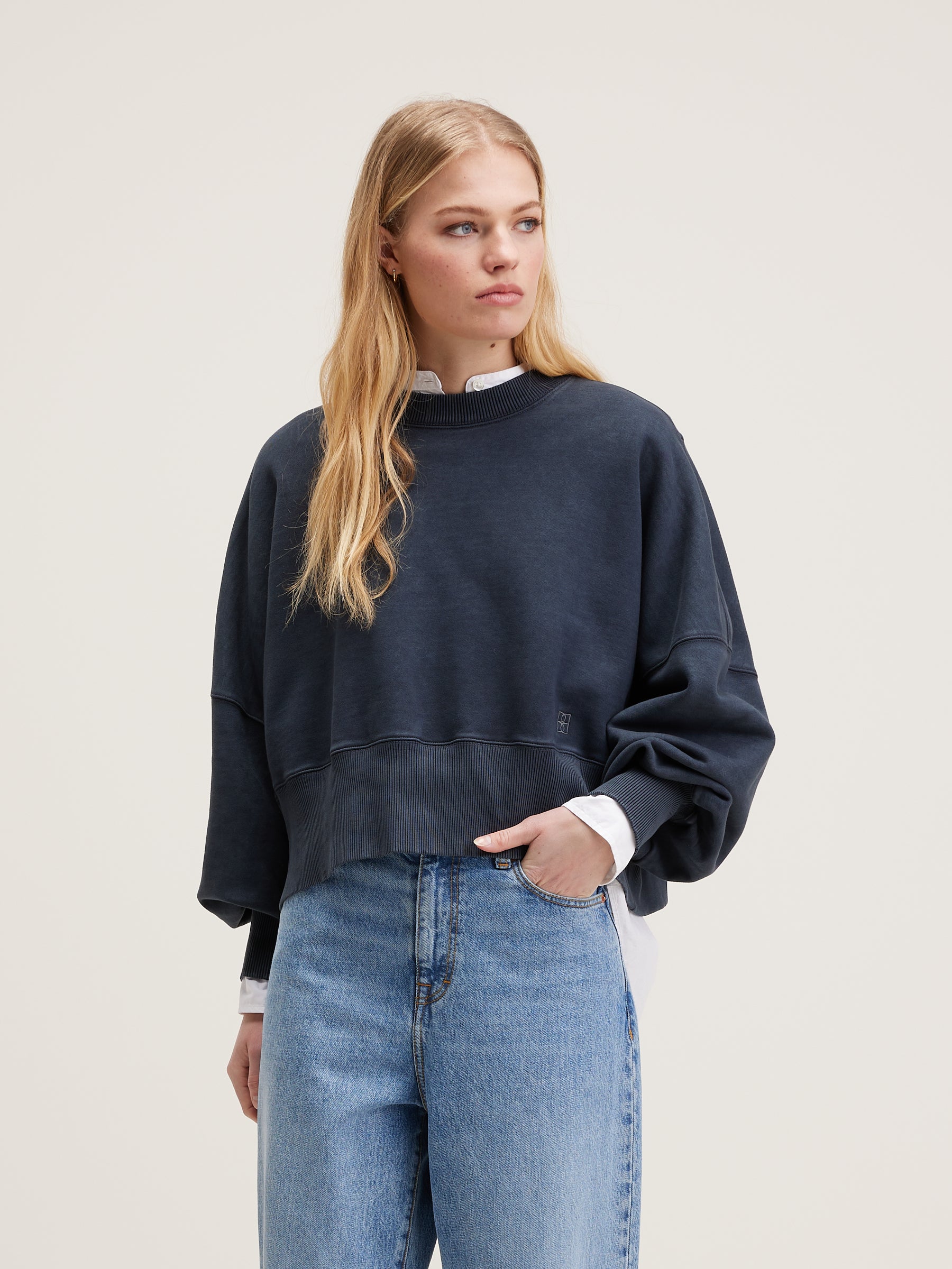 Salva Cropped Sweatshirt - Black beauty For Women | Bellerose