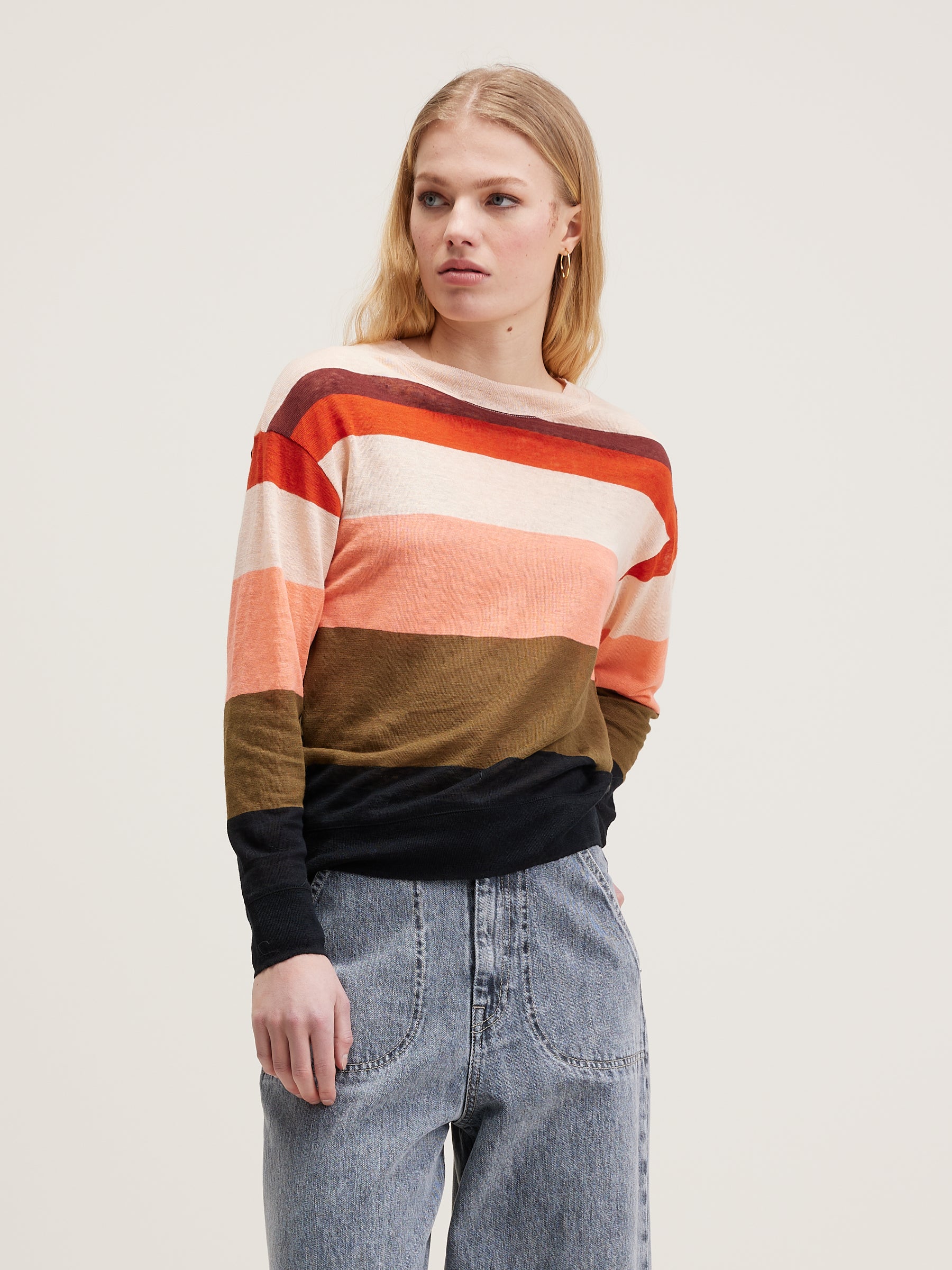 Senia relaxed linnen t-shirt (242 / W / STRIPE B)