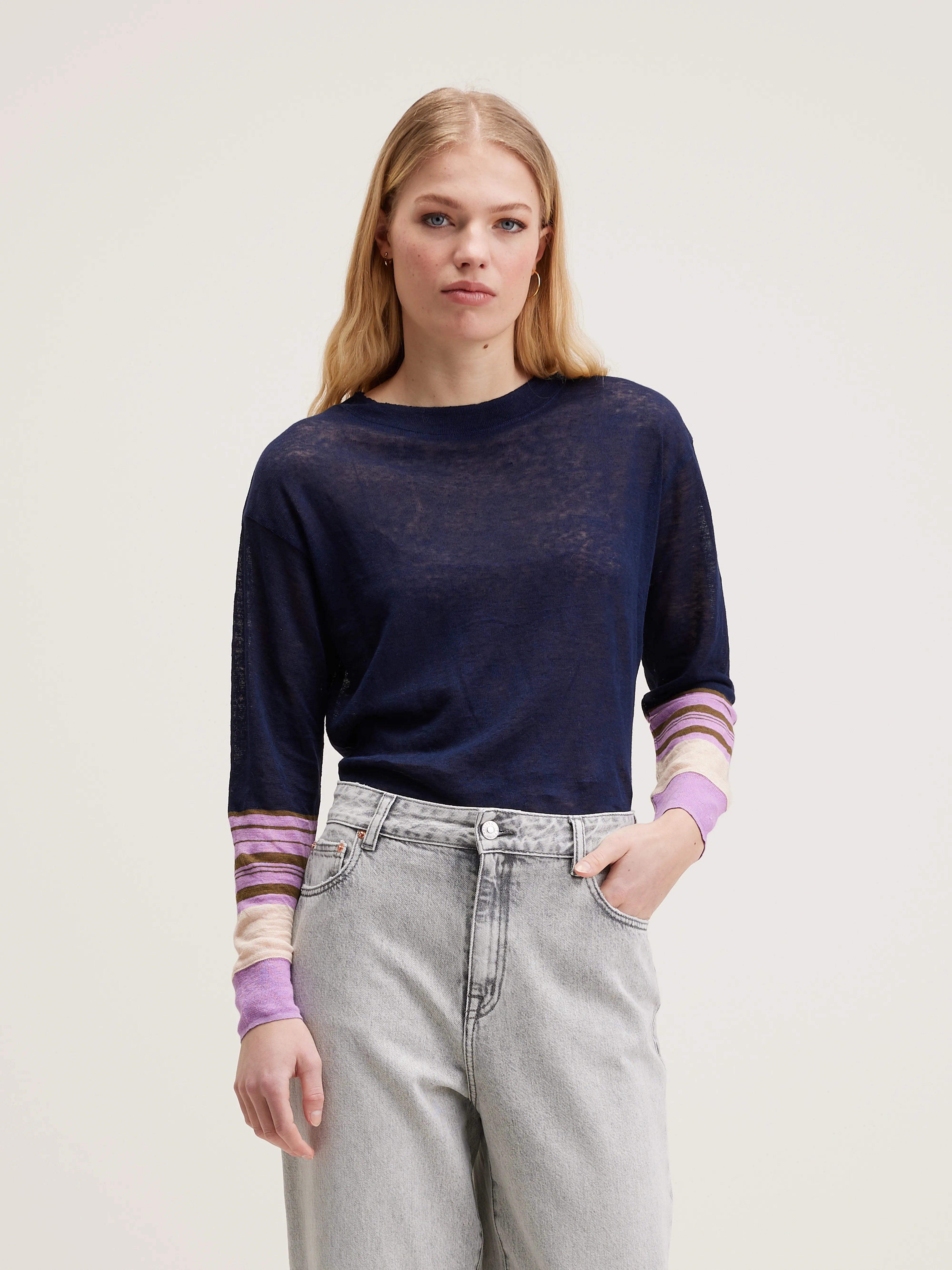 Senia Relaxed T-shirt - Bonbon / Naval For Women | Bellerose