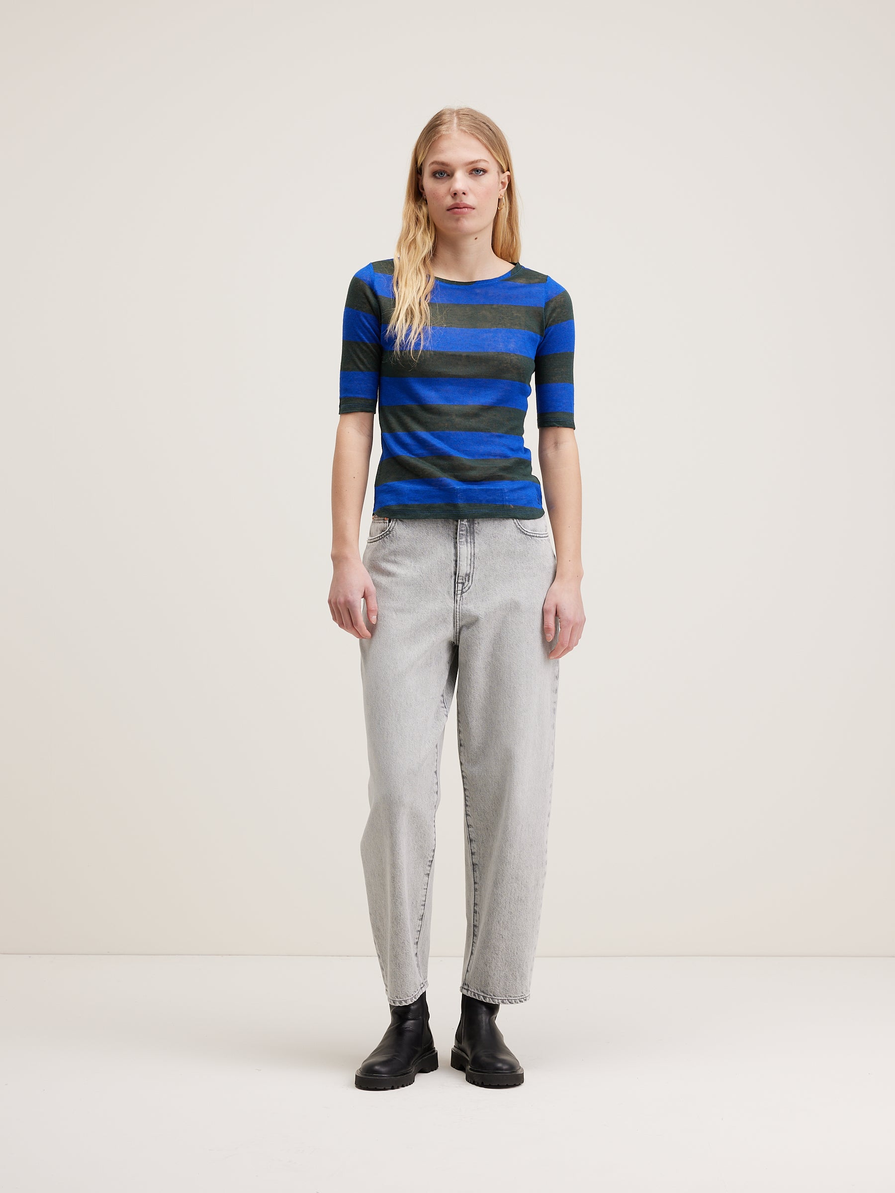 Seas Slim T-shirt - Black beauty / True blue For Women | Bellerose