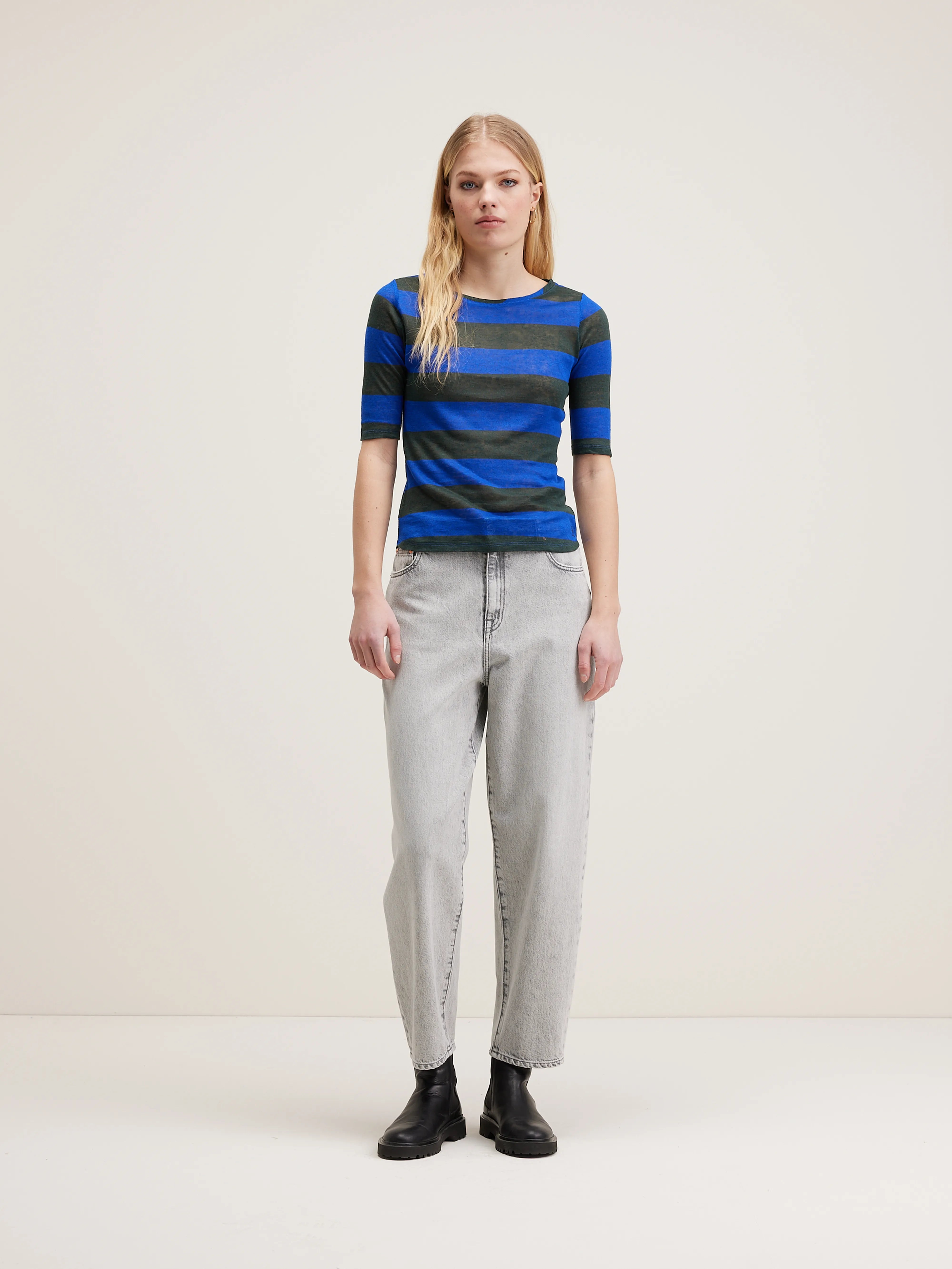 T-shirt Slim Seas - Black beauty / True blue Pour Femme | Bellerose