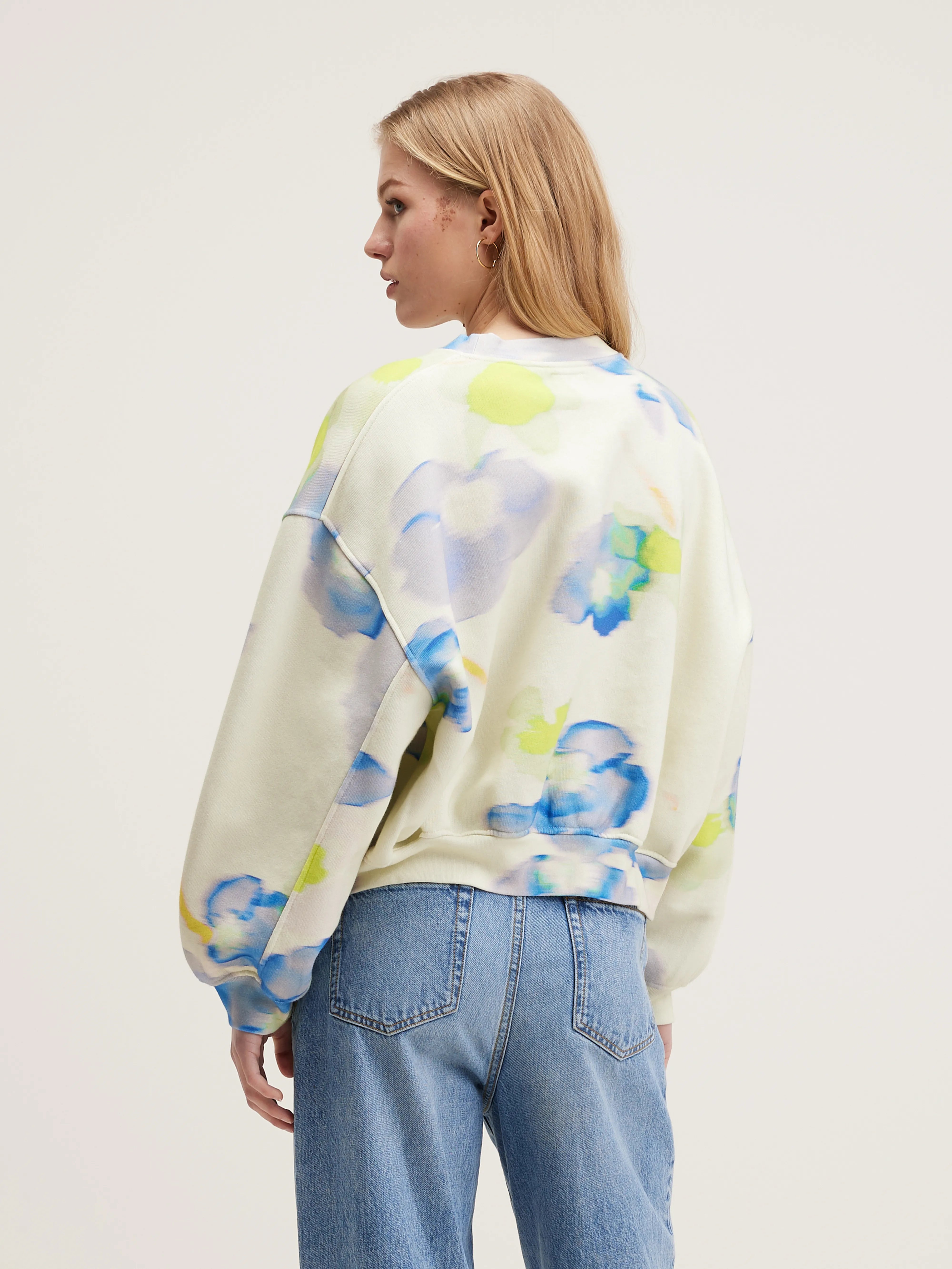 Fancy Floral Printed Sweatshirt - Fluo / Myosotis / Shell For Women | Bellerose