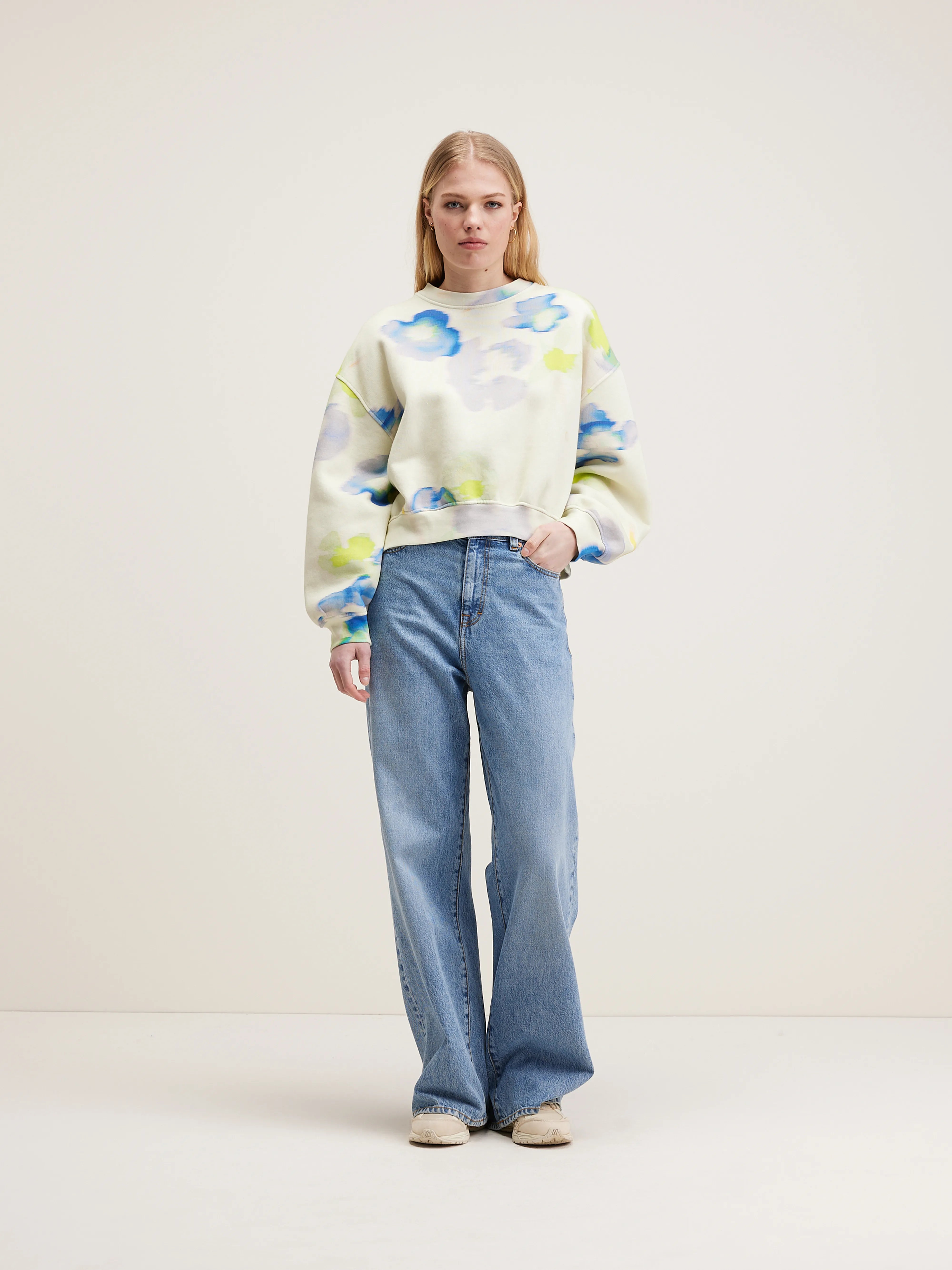 Fancy Floral Printed Sweatshirt - Fluo / Myosotis / Shell For Women | Bellerose