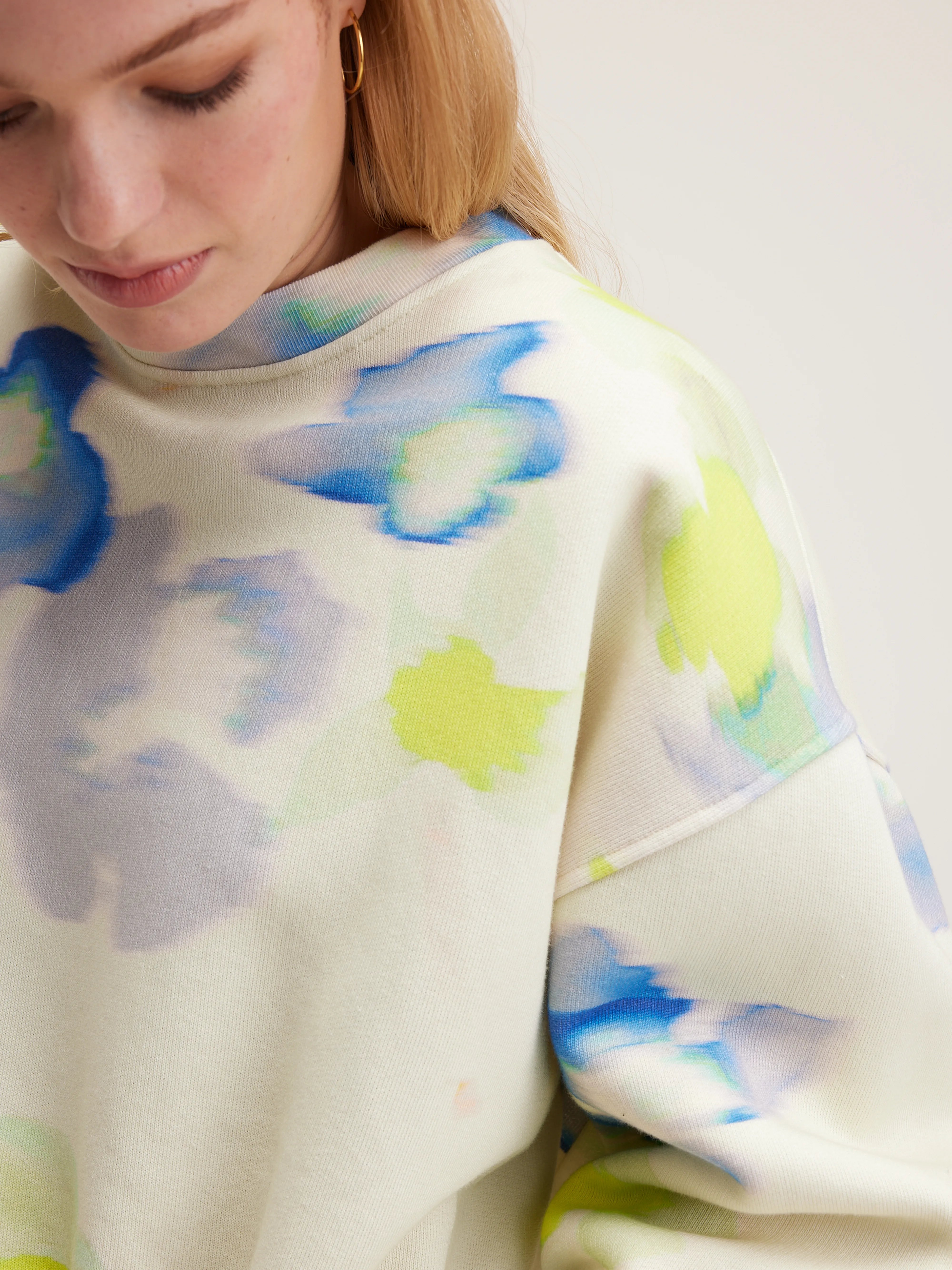 Fancy Floral Printed Sweatshirt - Fluo / Myosotis / Shell For Women | Bellerose