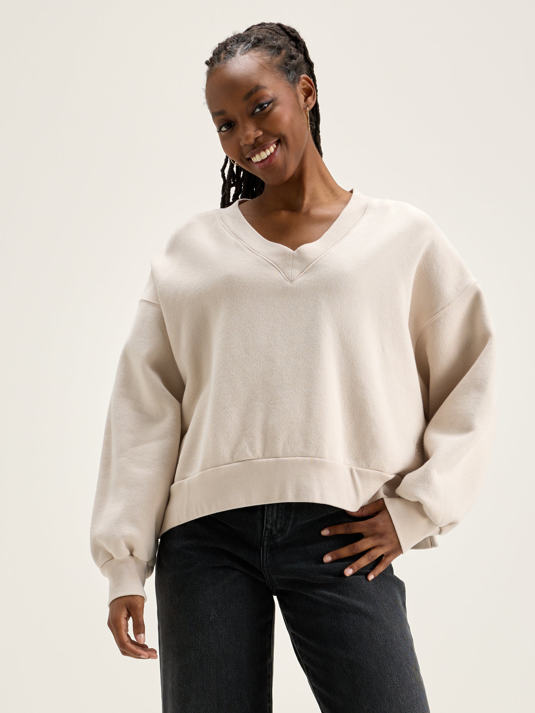 Varola V-neck Sweatshirt - Shell For Women | Bellerose