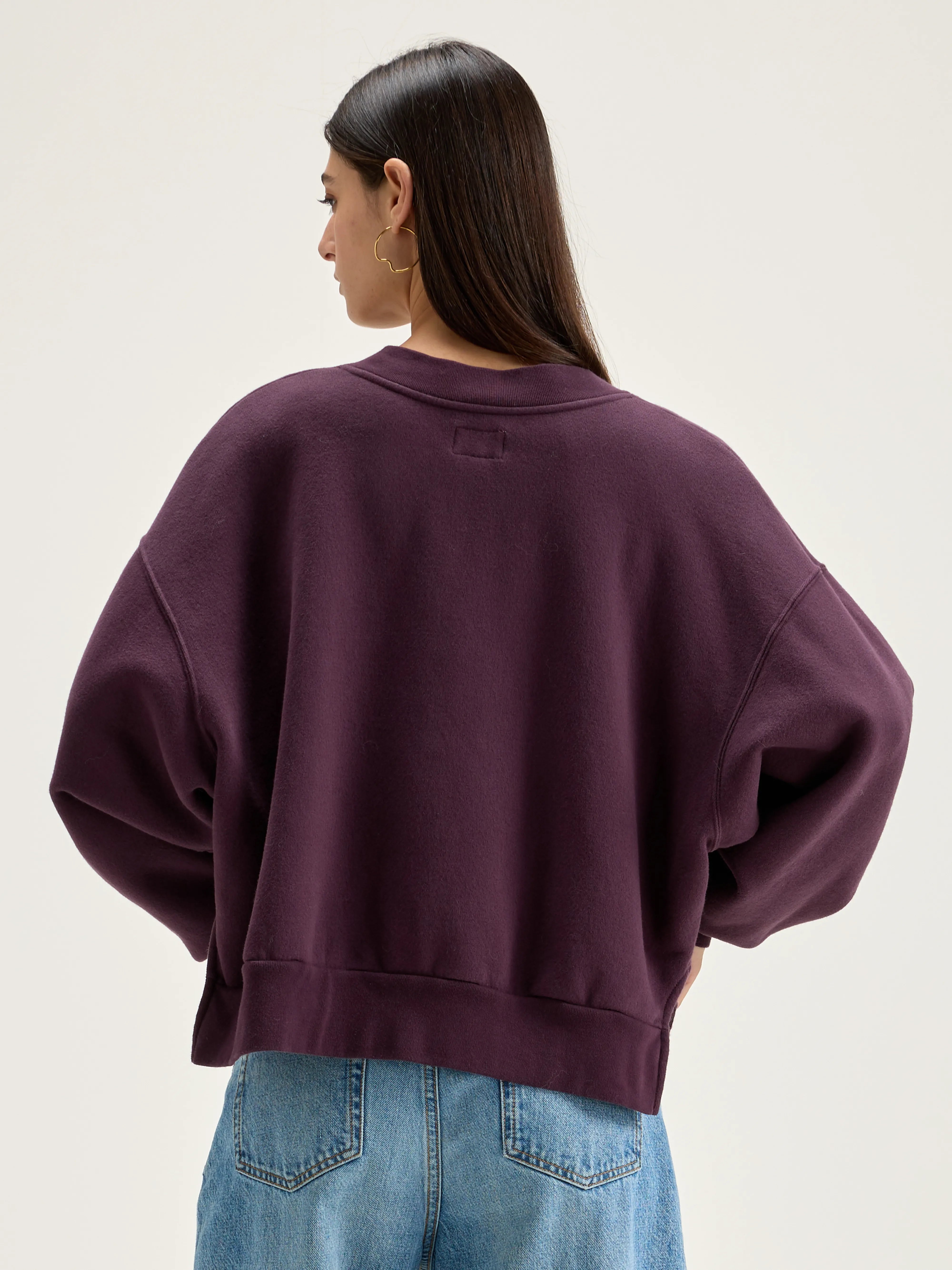 Sweatshirt Col V Varola - Wine Pour Femme | Bellerose