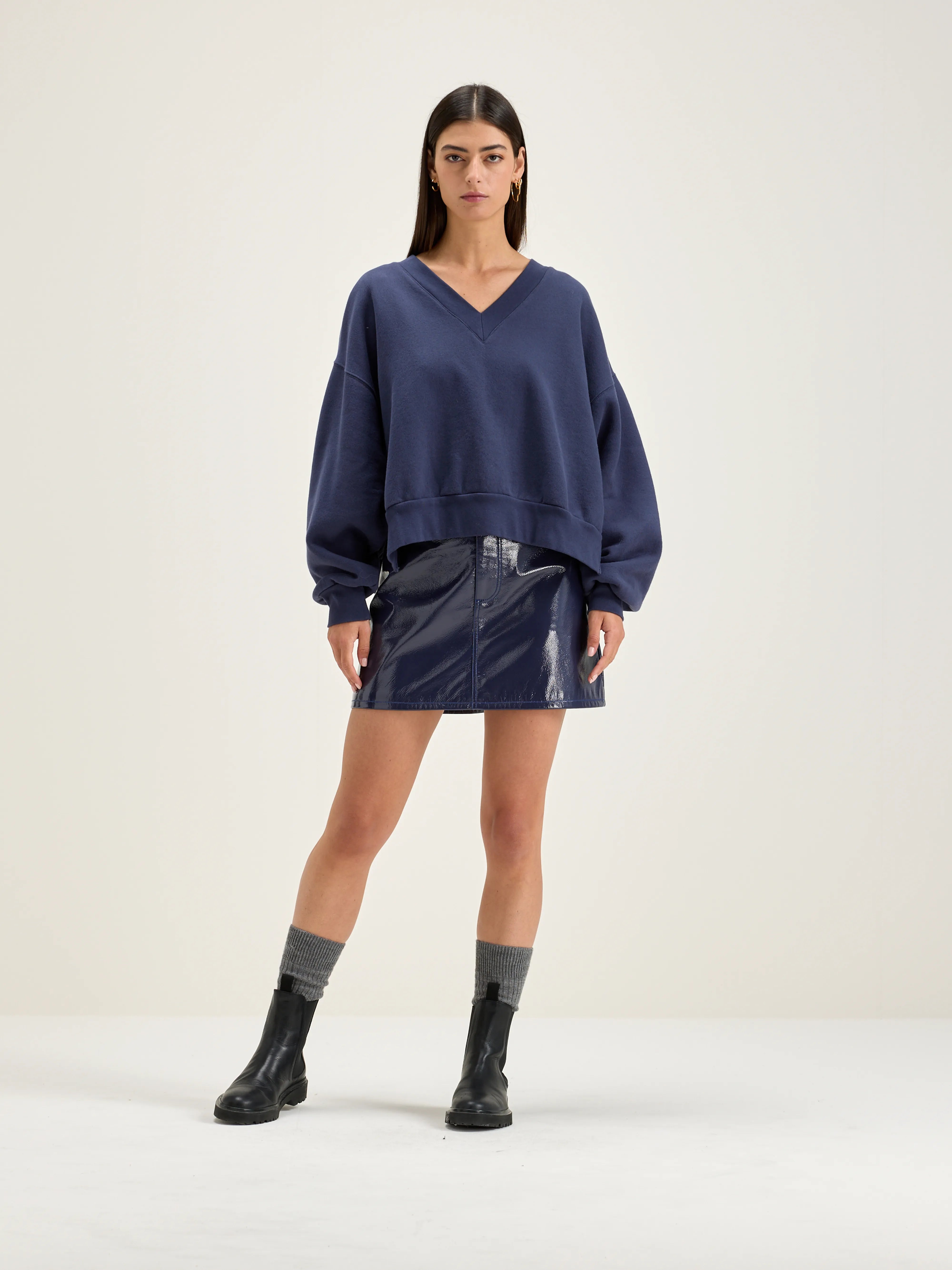 Sweatshirt Col V Varola - Naval Pour Femme | Bellerose