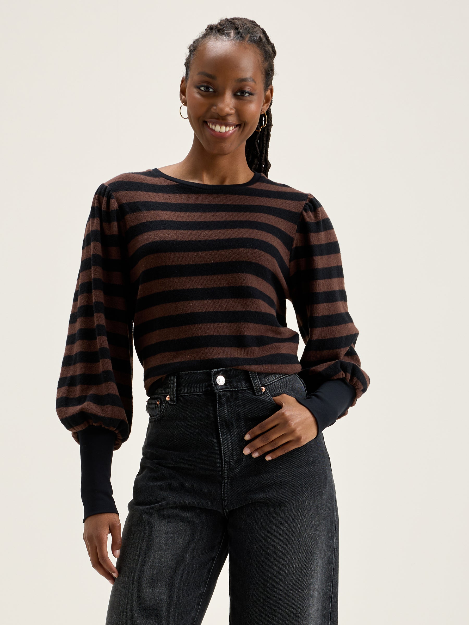 Vidoum puffed-sleeve t-shirt (242 / W / STRIPE C)