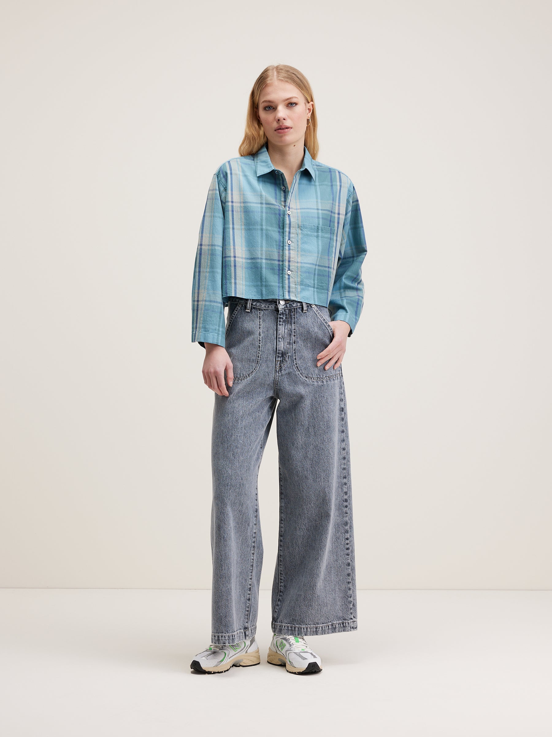 Greene Cropped Hemd - Blue eyes Voor Dames | Bellerose