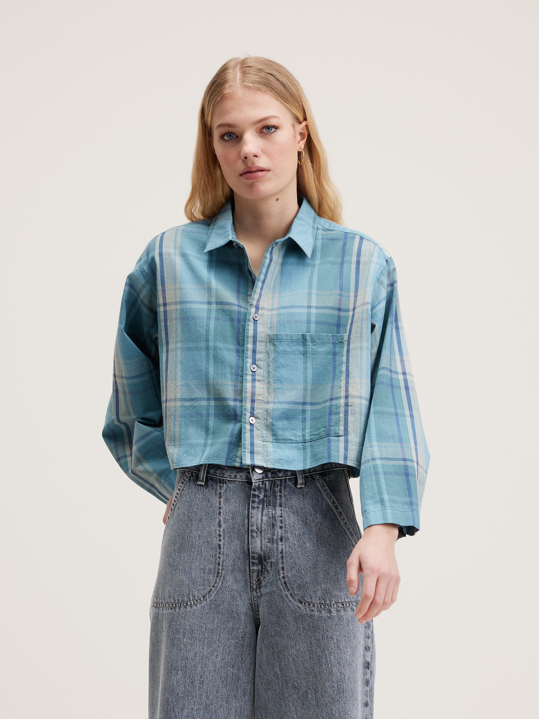 Greene Cropped Shirt - Blue eyes For Women | Bellerose