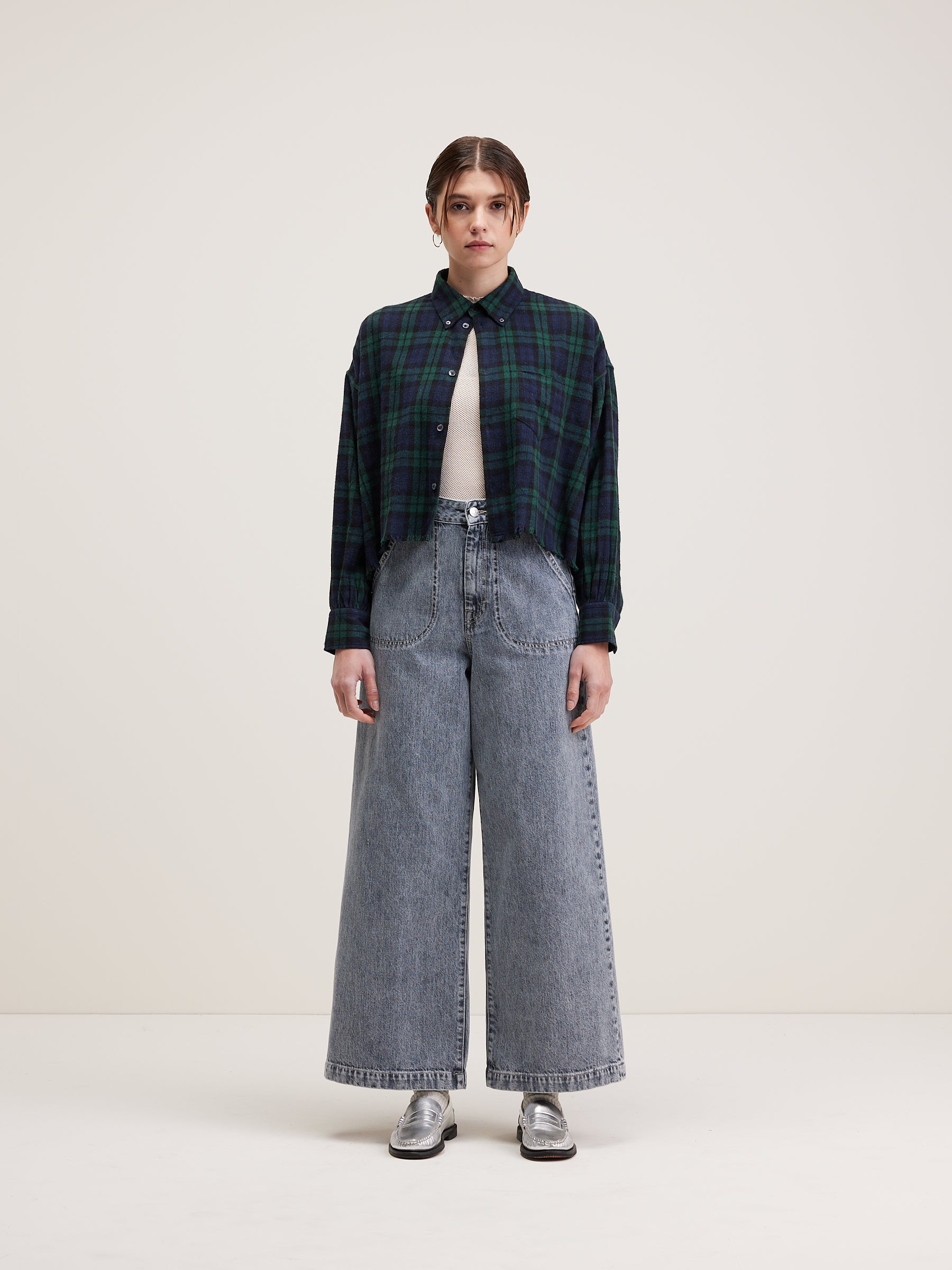 Kraft Cropped Shirt - Deep well / Pea For Women | Bellerose