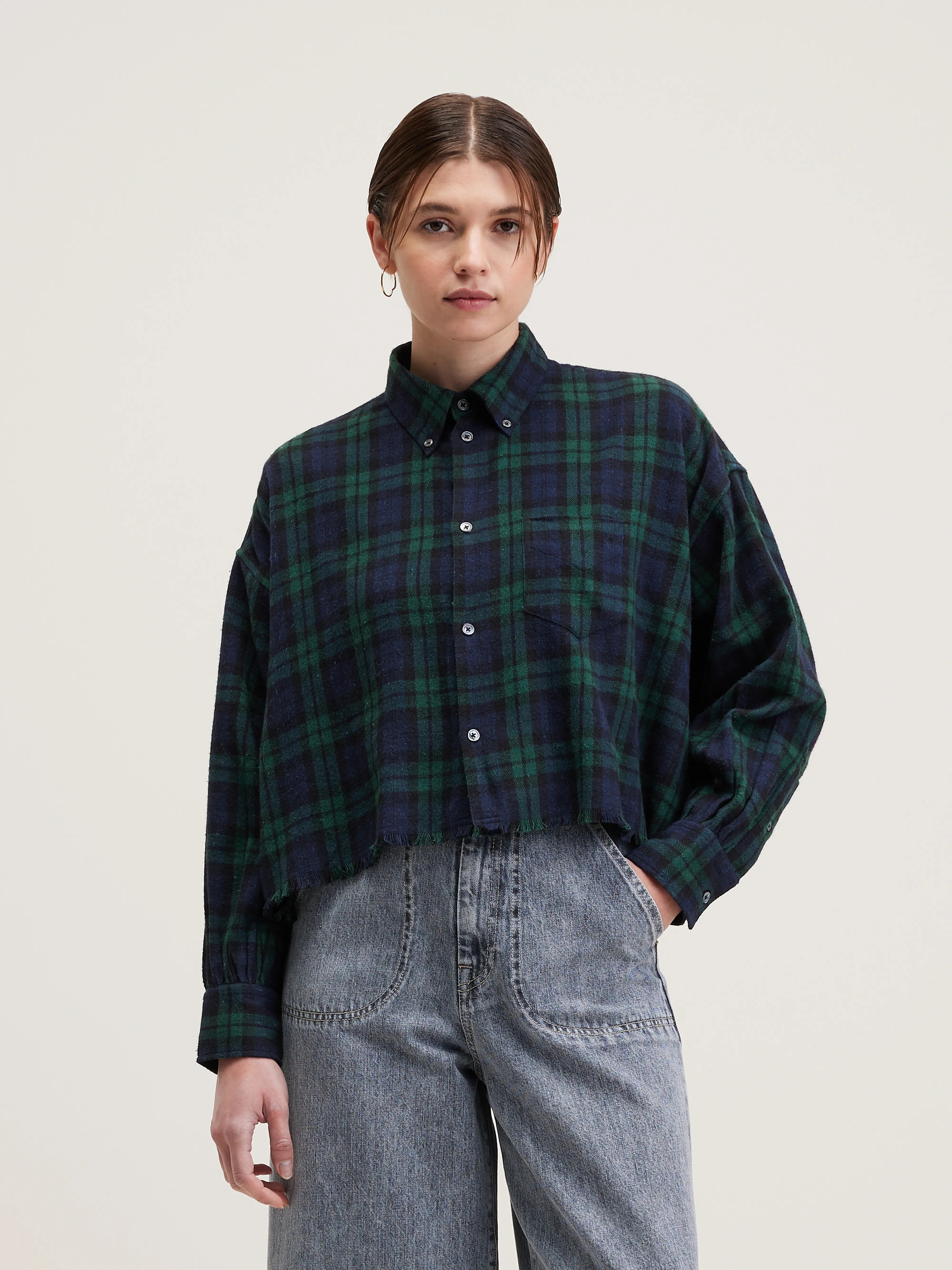 Kraft Cropped Shirt - Deep well / Pea For Women | Bellerose