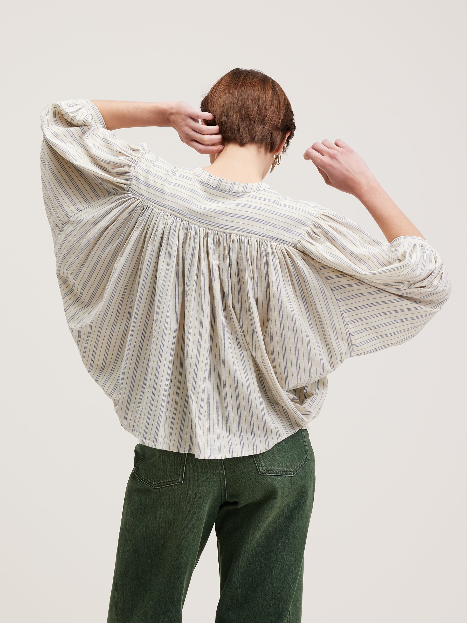 Ink Cropped Blouse - Antique white / Myrtille For Women | Bellerose