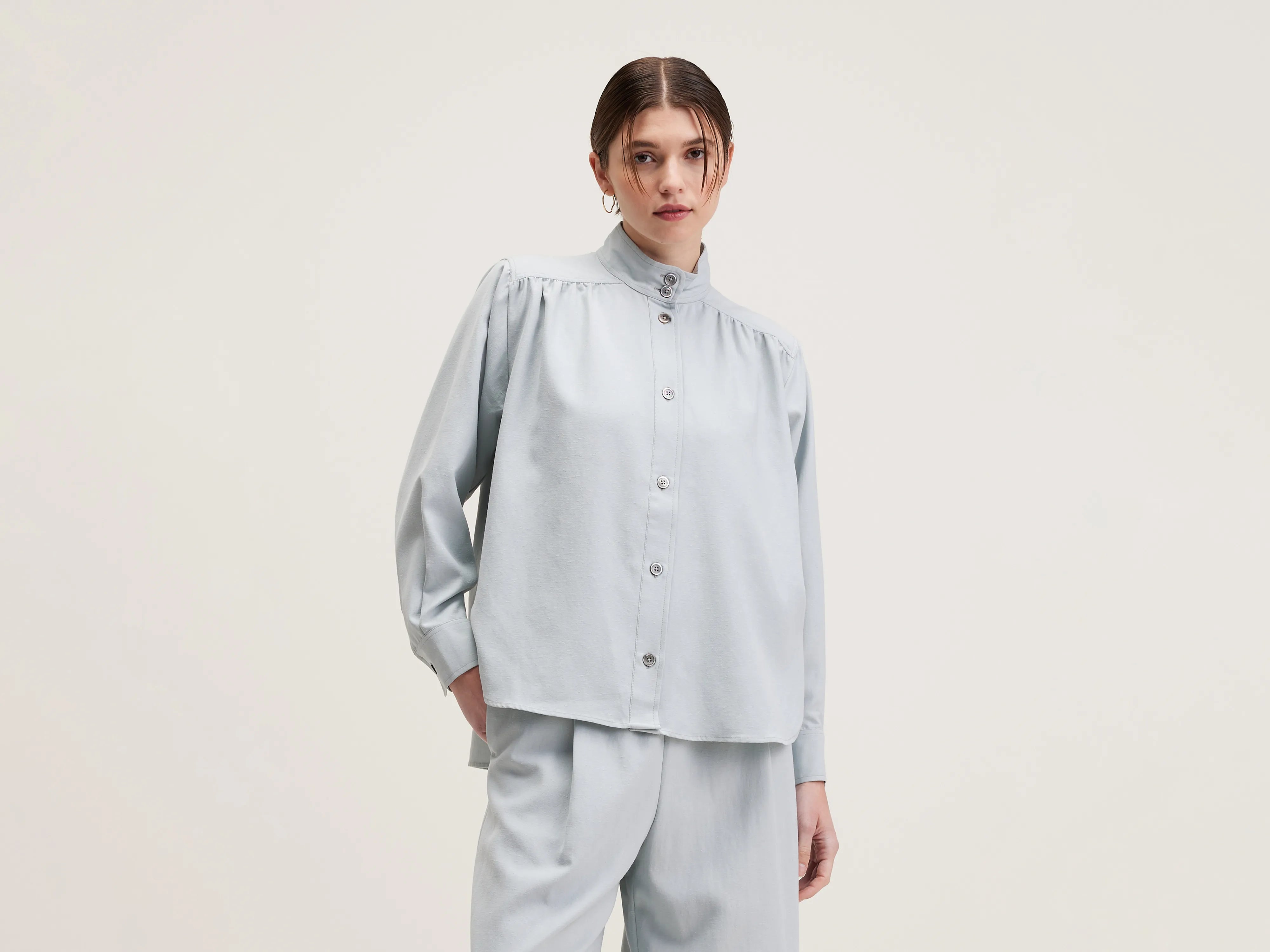 Peachy button-front blouse (242 / W / GIVRE)