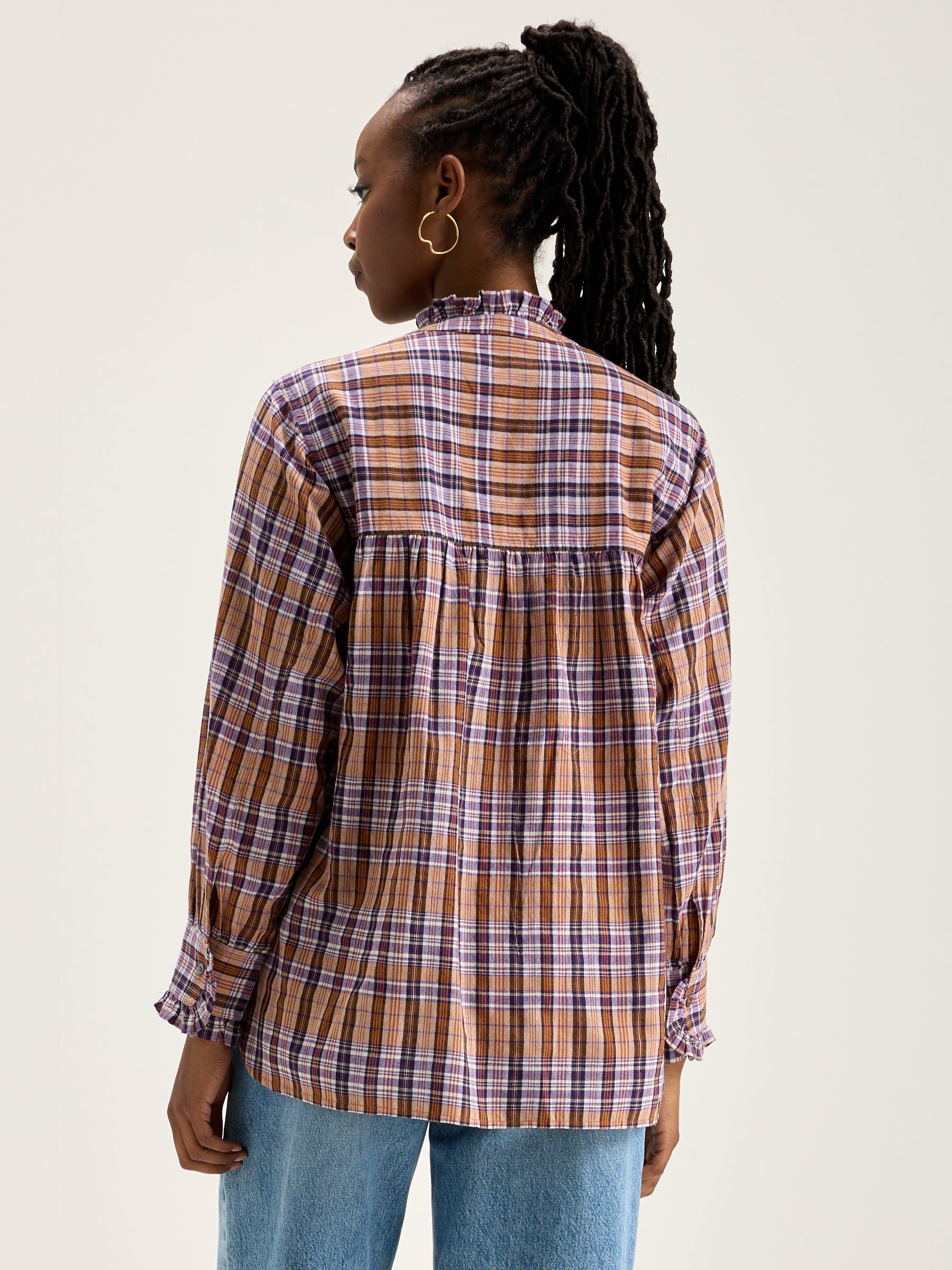 Claudia Checked Blouse - Copper / Light rose For Women | Bellerose