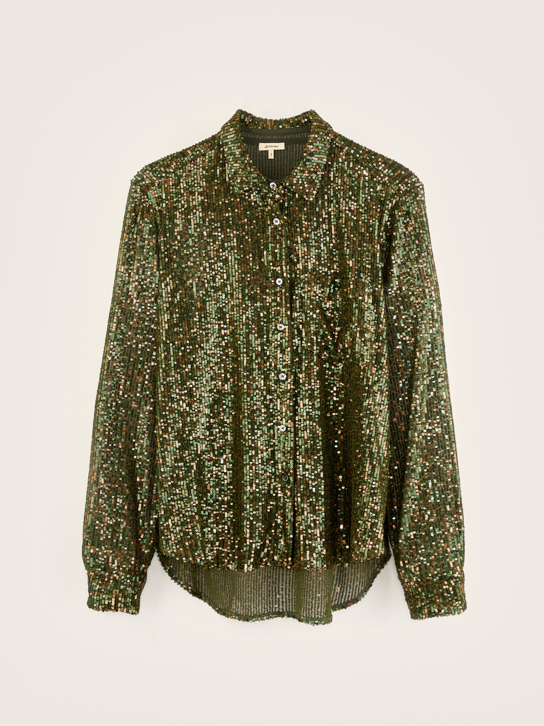 Pekin sequinned shirt (242 / W / MOSS)