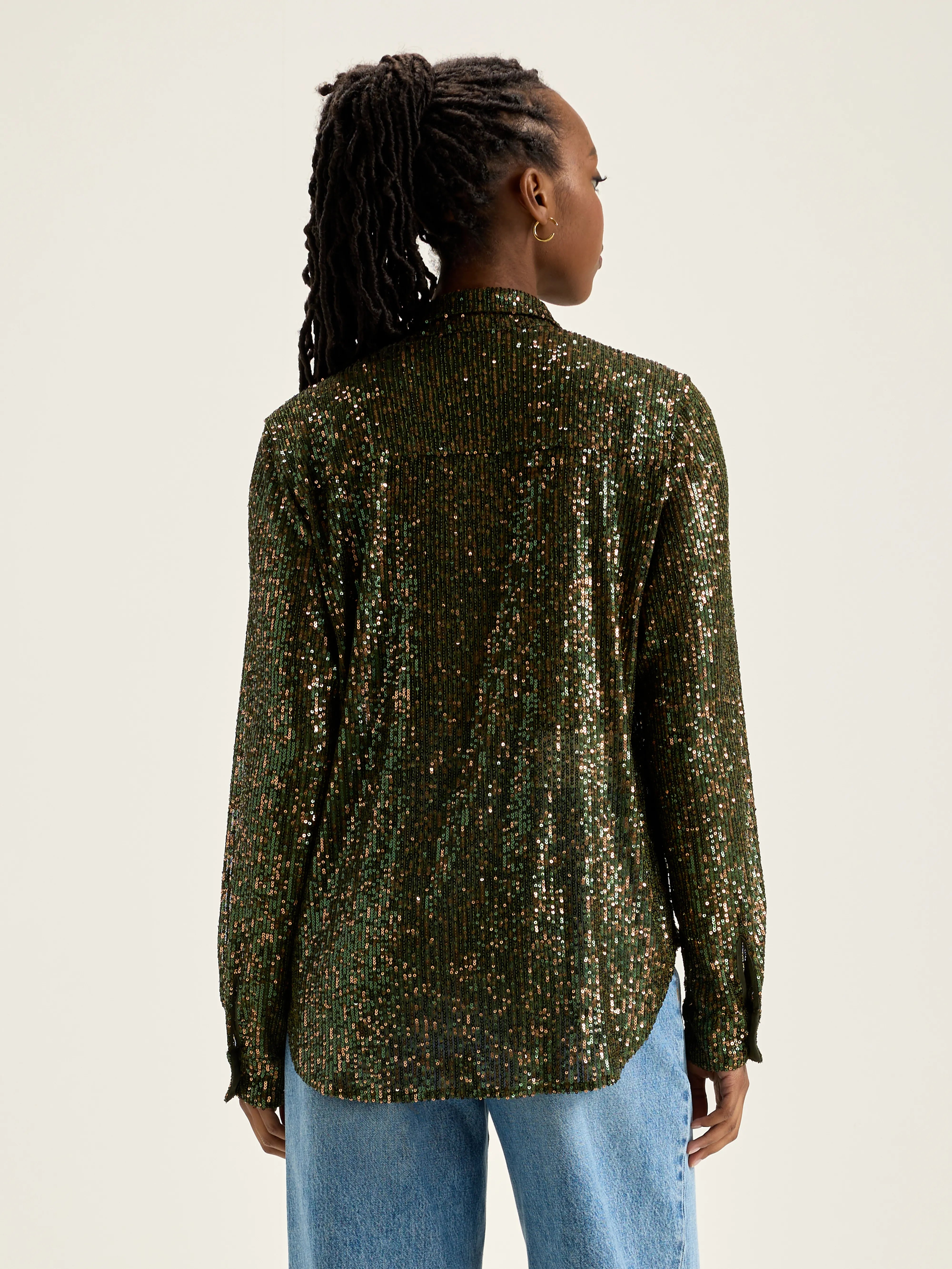 Pekin sequinned shirt (242 / W / MOSS)