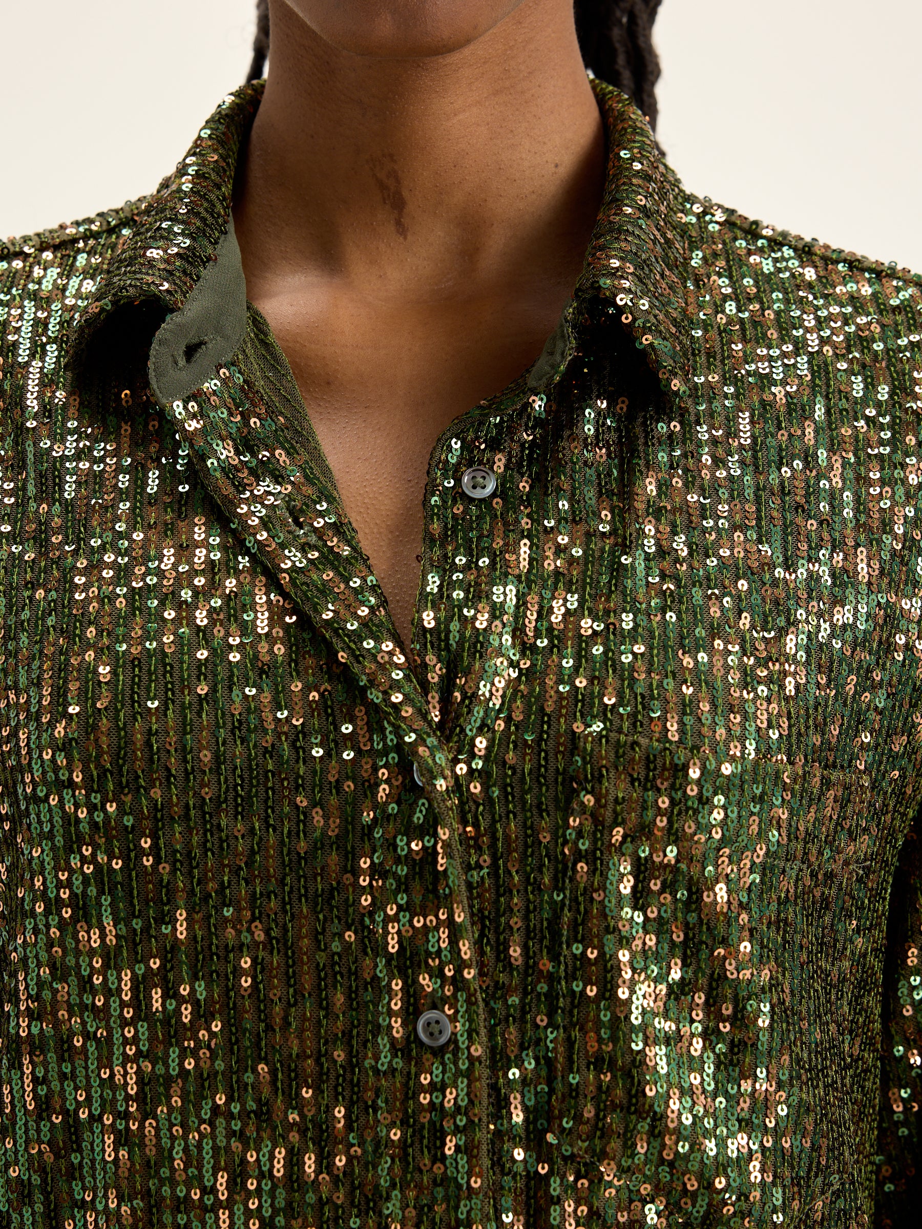 Pekin Sequinned Shirt - Moss For Women | Bellerose