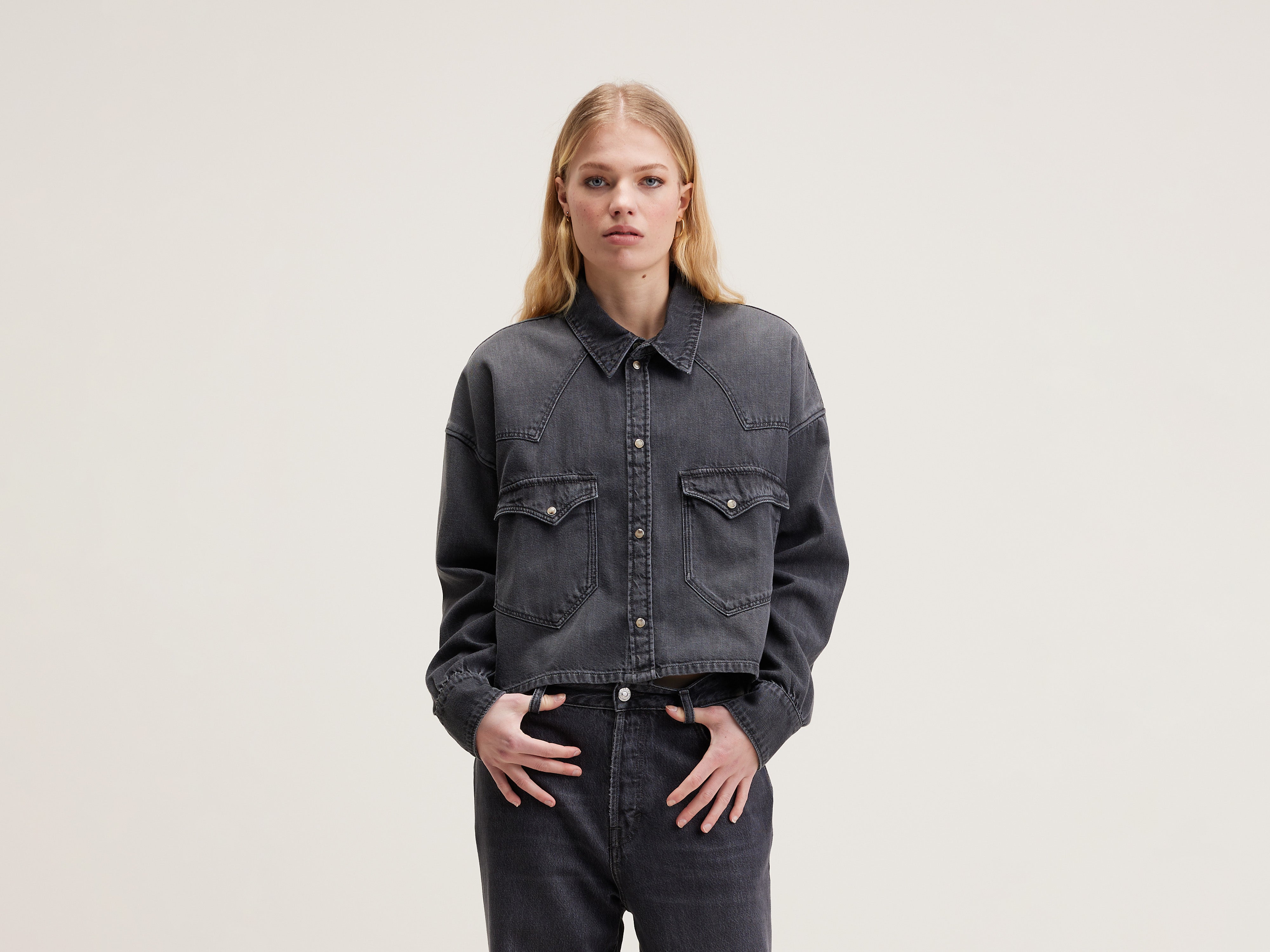 Polar Cropped Shirt - Used black For Women | Bellerose