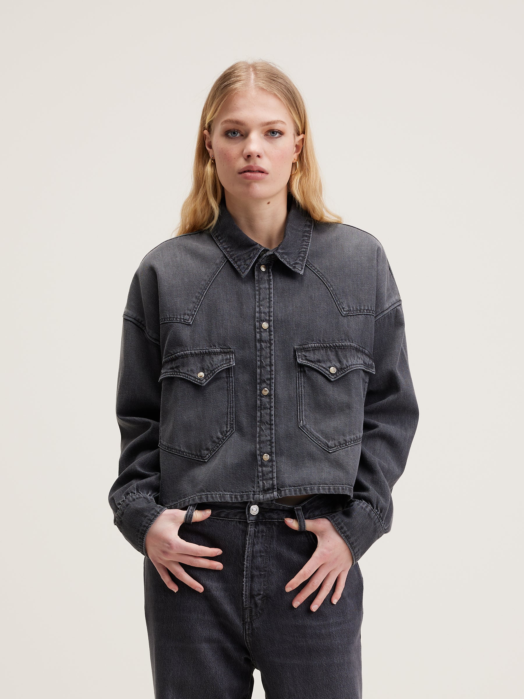 Polar Cropped Shirt - Used black For Women | Bellerose