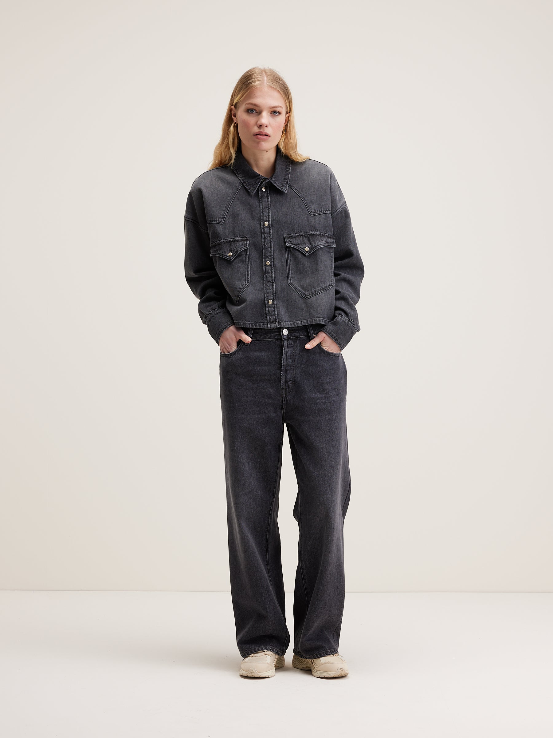 Polar Cropped Hemd - Used black Voor Dames | Bellerose