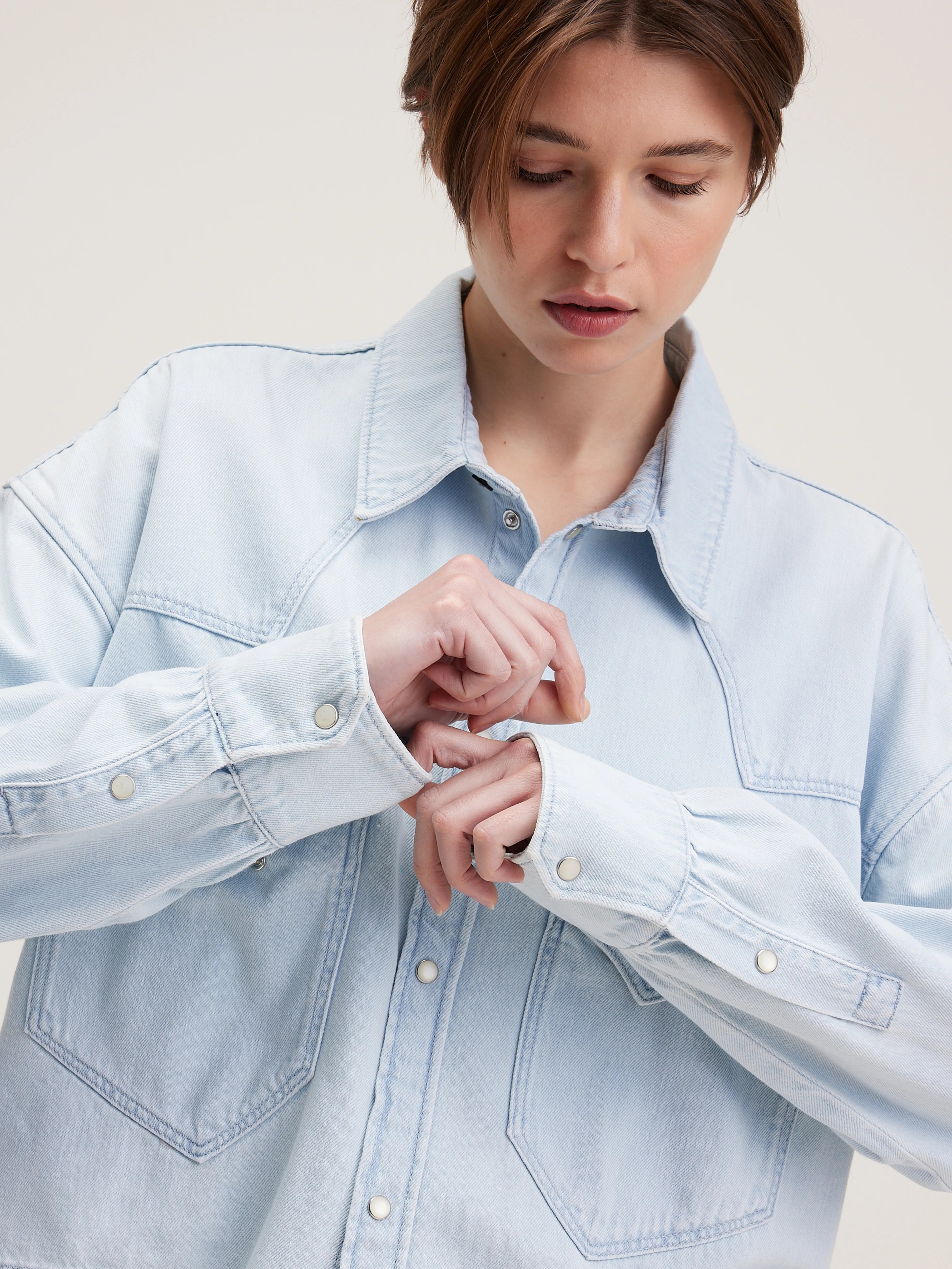 Chemise Cropped Polar - Used light blue Pour Femme | Bellerose