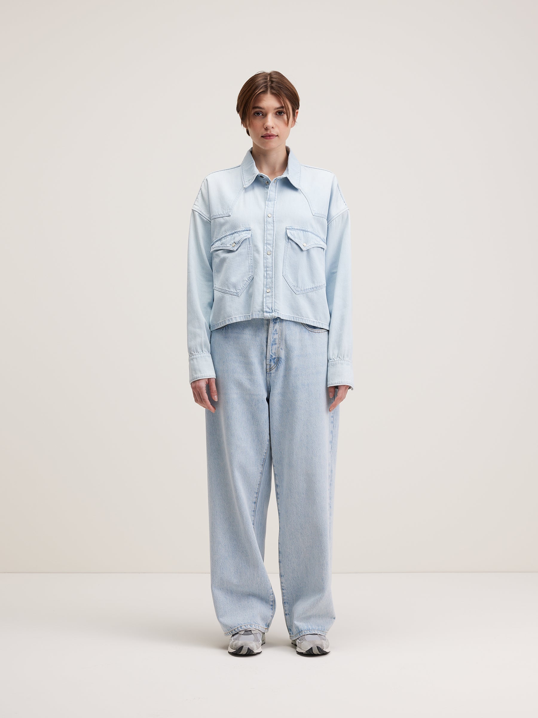 Polar Cropped Shirt - Used light blue For Women | Bellerose