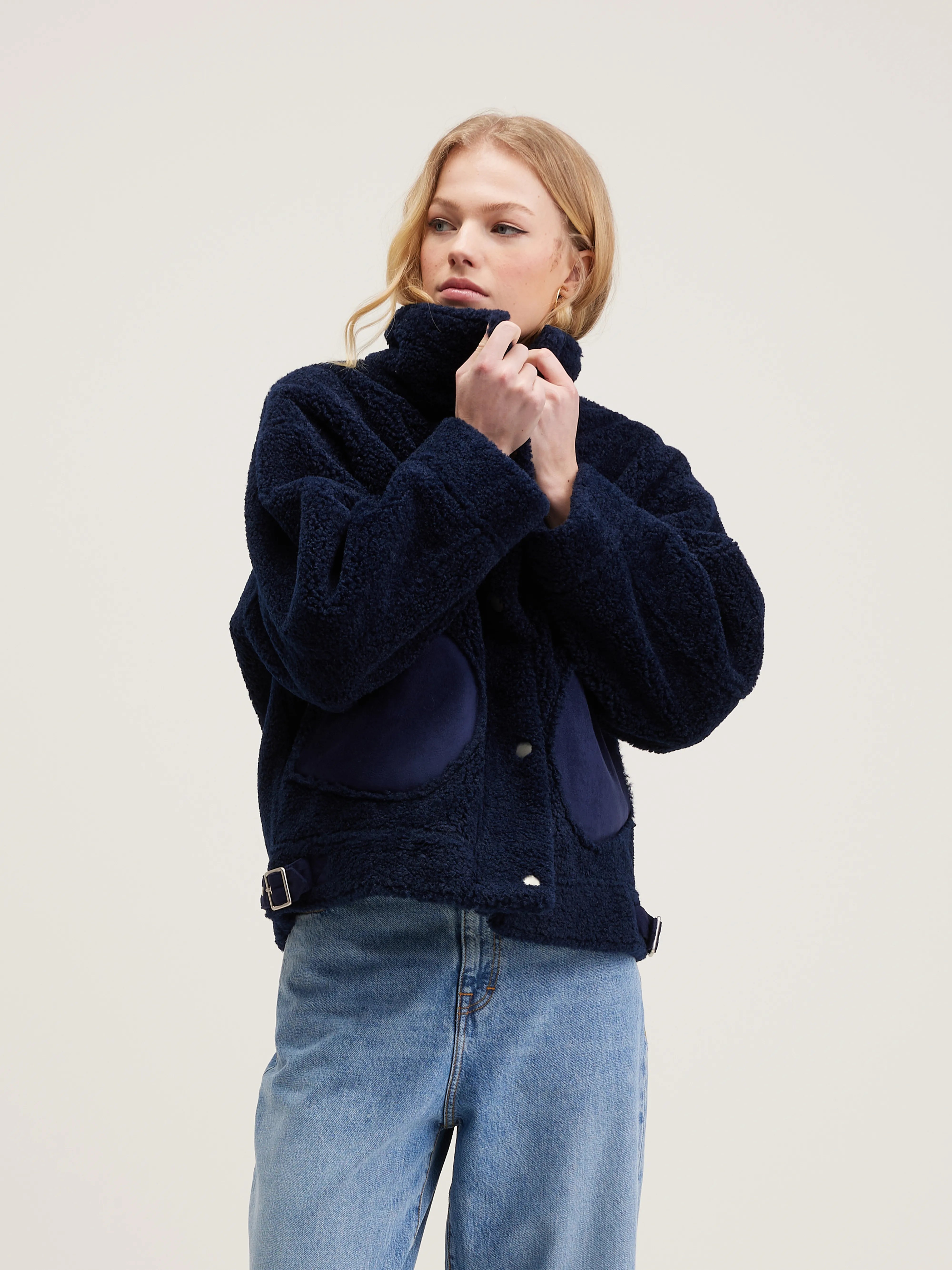 Edwige Shearling Jas - Naval Voor Dames | Bellerose