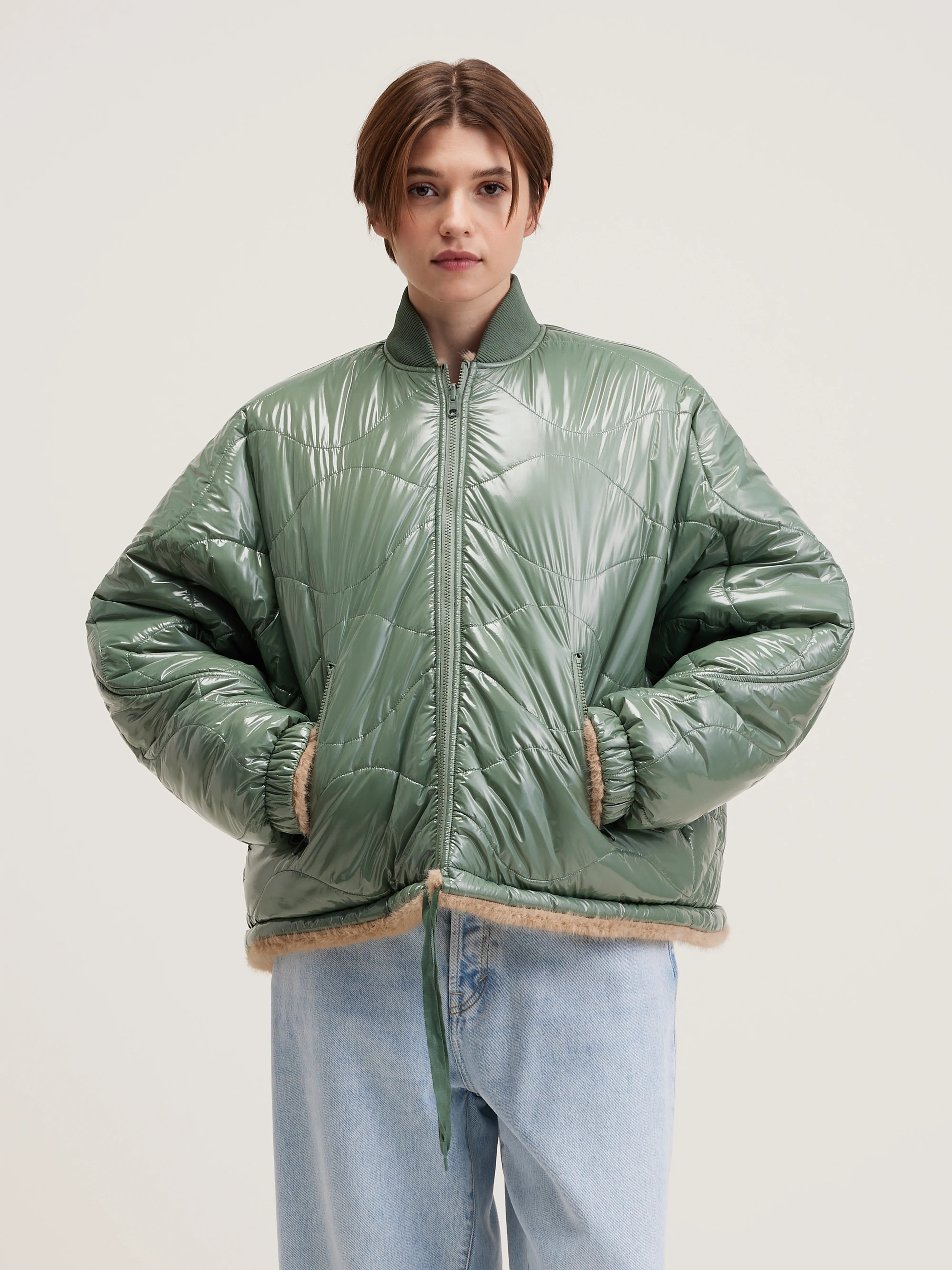 Helsy Padded Jacket - Eucalyptus For Women | Bellerose