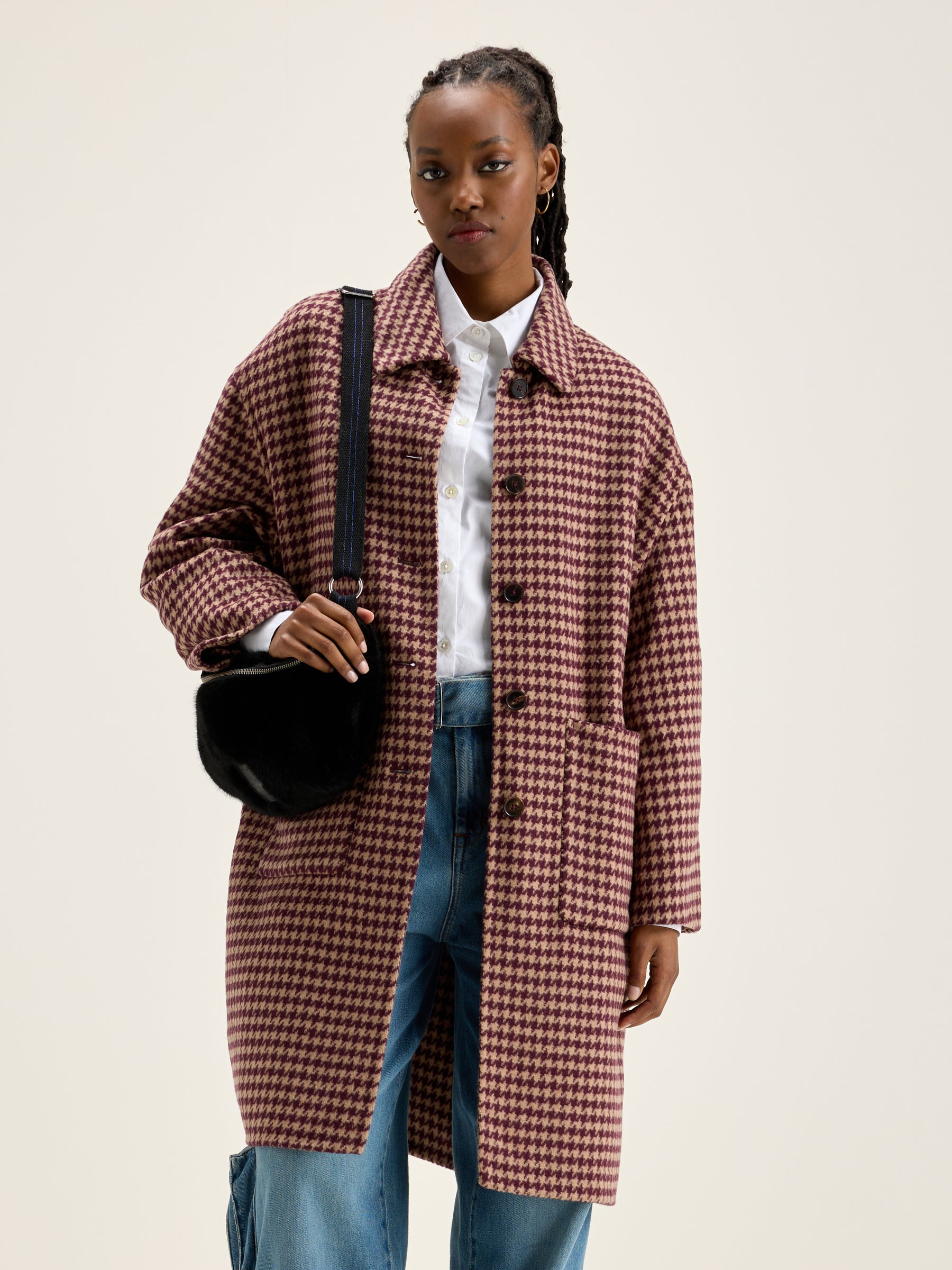 Joanne Classic Coat - Ecume / Lychee For Women | Bellerose